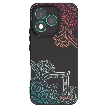 Picasee silikonowe czarne etui na Honor 400 Lite 5G - Flowers pattern