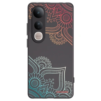Picasee silikonowe czarne etui na Vivo V50 Lite 5G - Flowers pattern