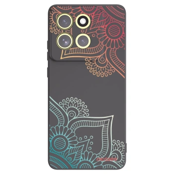 Picasee silikonowe czarne etui na Motorola Moto G86 5G - Flowers pattern