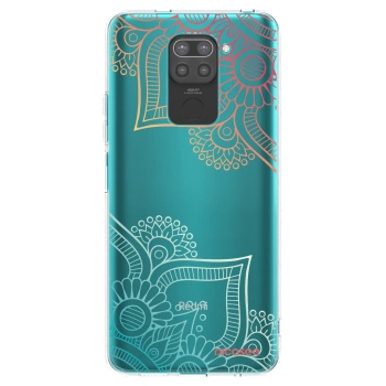 Picasee silikonowe czarne etui na Xiaomi Redmi Note 9 - Flowers pattern