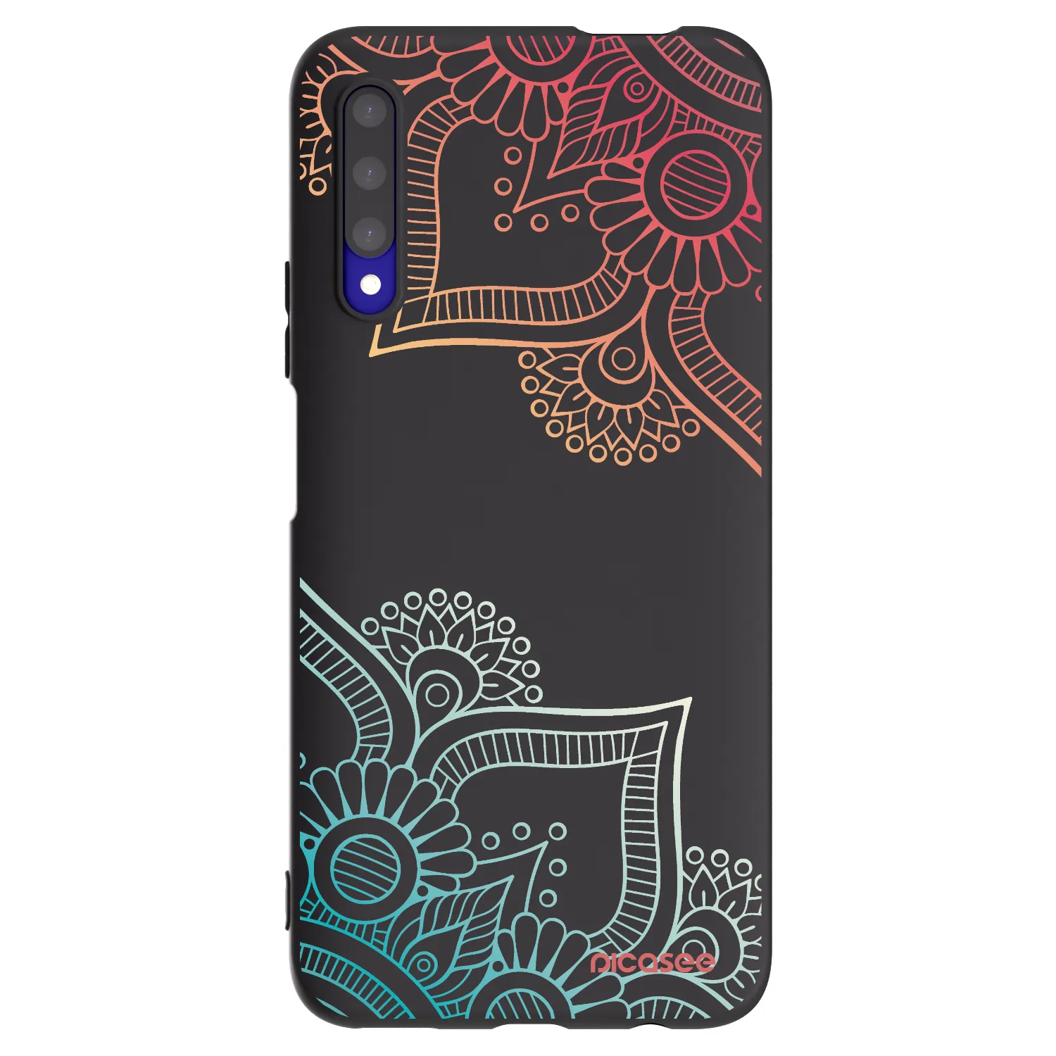 Picasee silikonowe czarne etui na Honor 9X Pro - Flowers pattern
