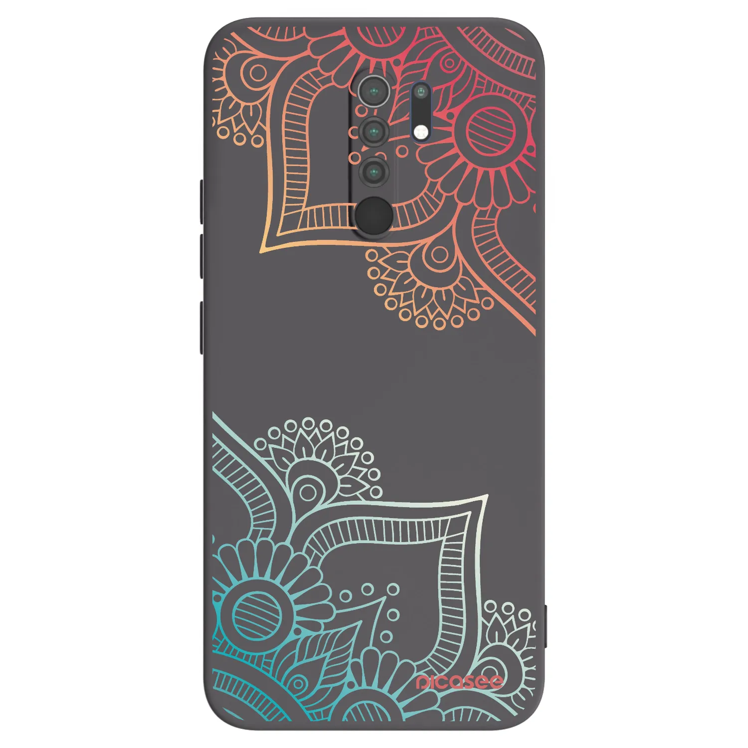 Picasee silikonowe czarne etui na Xiaomi Redmi 9 - Flowers pattern