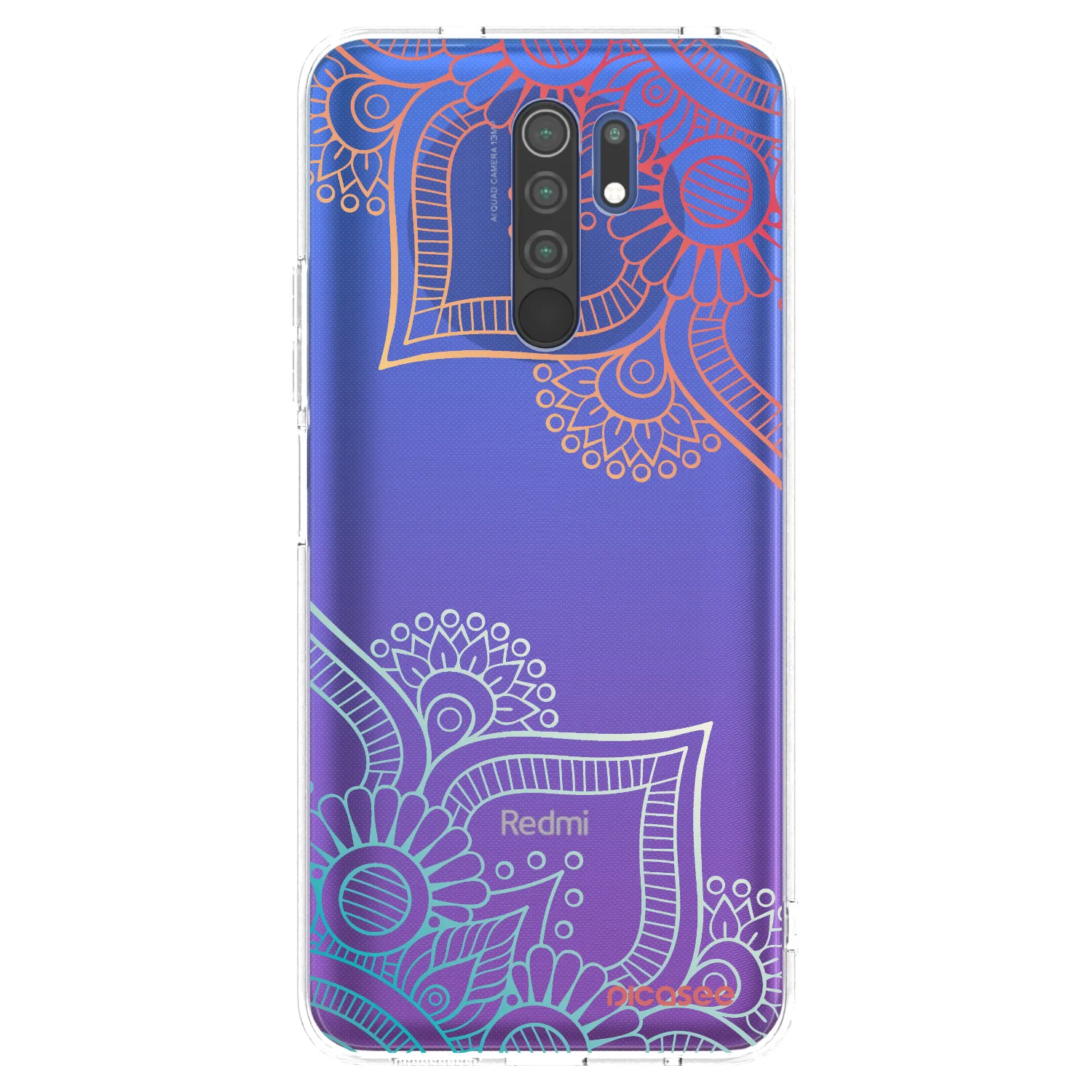Picasee silikonowe przeźroczyste etui na Xiaomi Redmi 9 - Flowers pattern