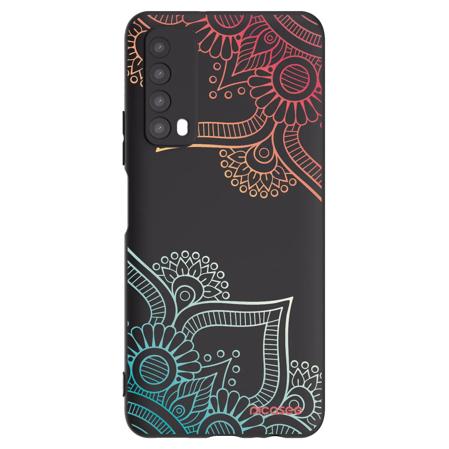 Picasee silikonowe czarne etui na Huawei P Smart 2021 - Flowers pattern