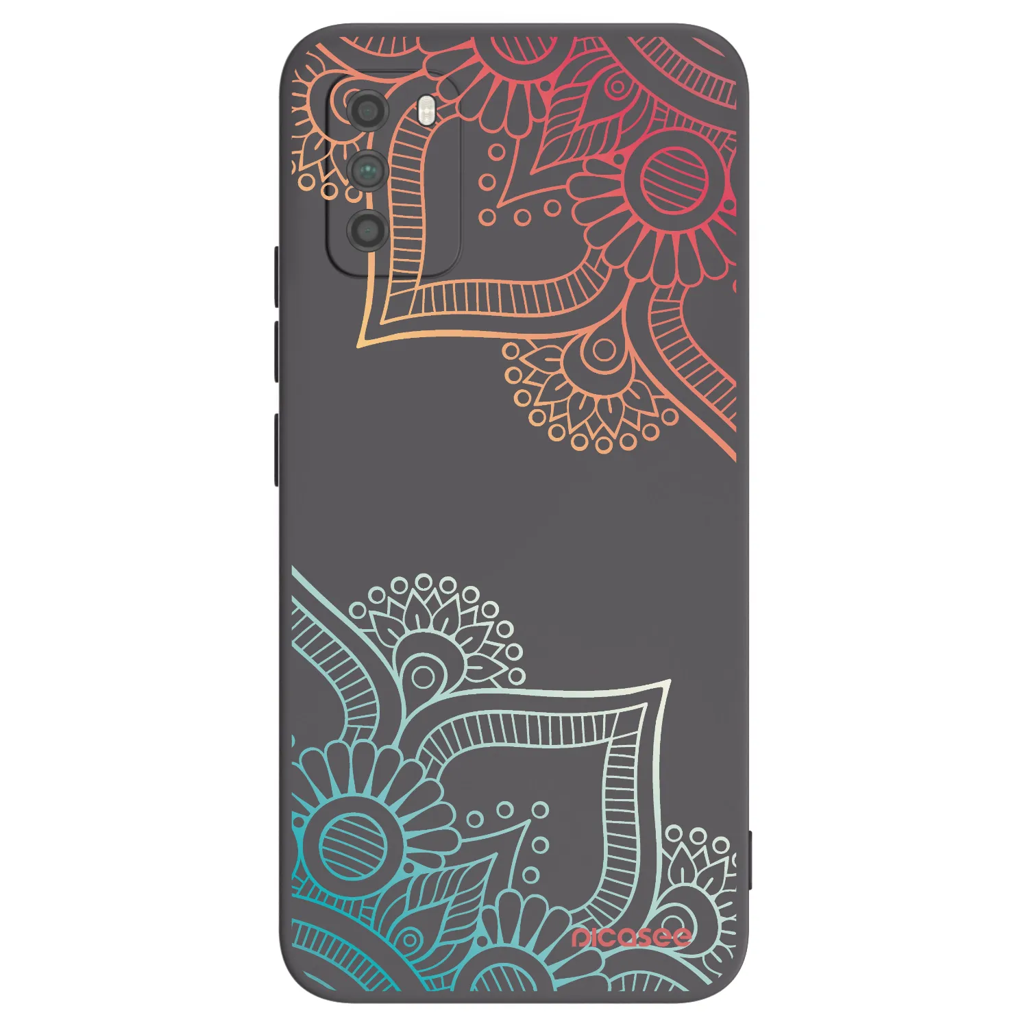 Picasee silikonowe czarne etui na Xiaomi Poco M3 - Flowers pattern