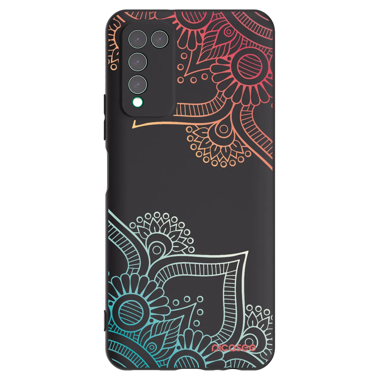 Picasee silikonowe czarne etui na Honor 10X Lite - Flowers pattern