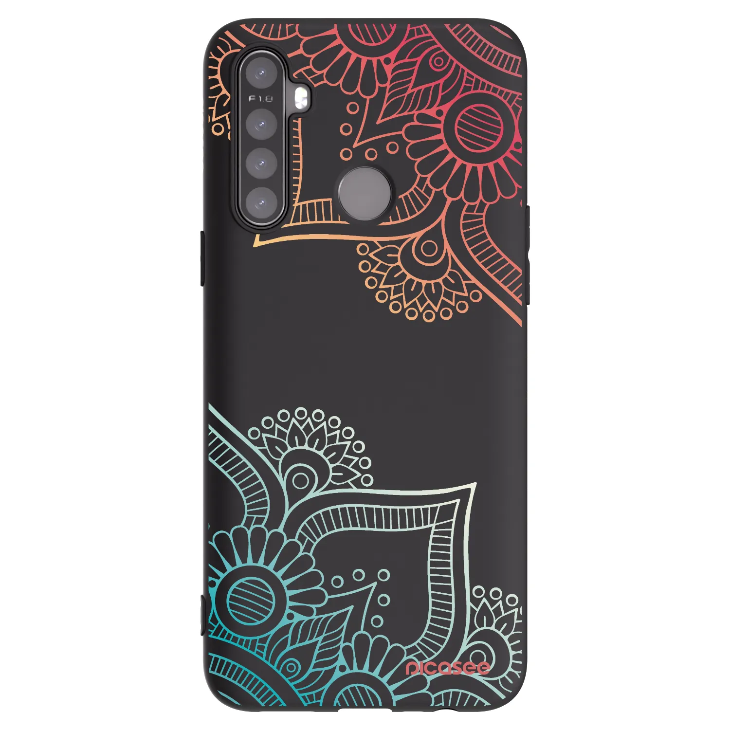 Picasee silikonowe czarne etui na Realme 6i - Flowers pattern