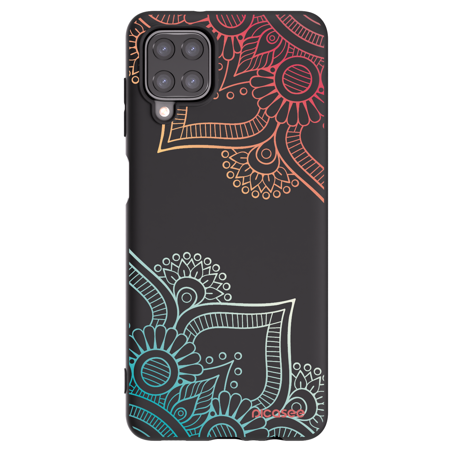 Picasee silikonowe czarne etui na Samsung Galaxy A12 A125F - Flowers pattern