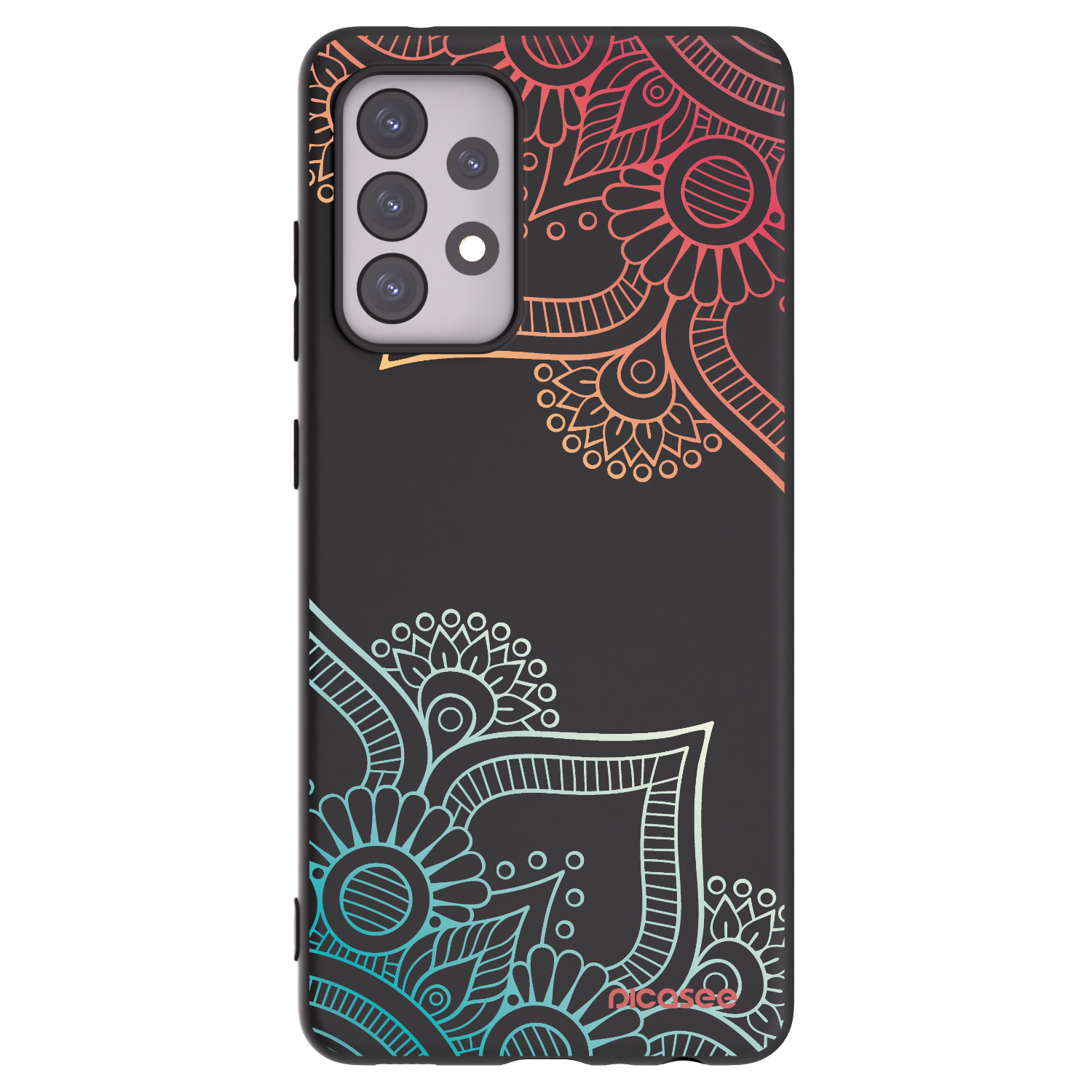 Picasee silikonowe czarne etui na Samsung Galaxy A52 5G A525F - Flowers pattern