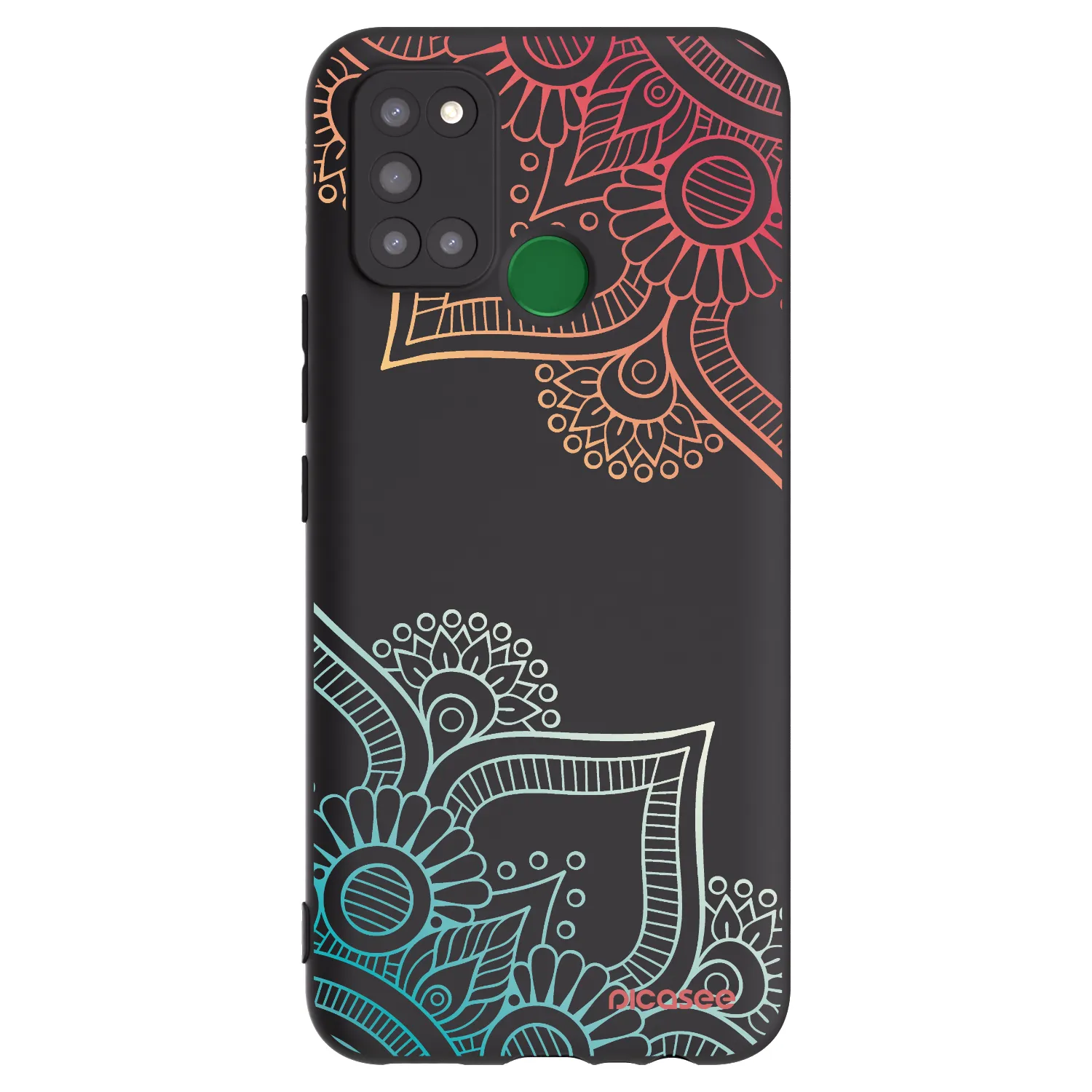 Picasee silikonowe czarne etui na Realme 7i - Flowers pattern