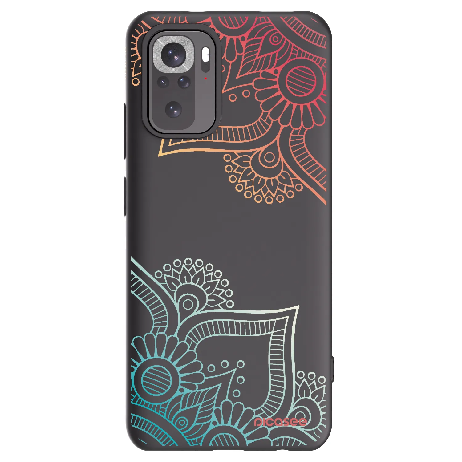 Picasee silikonowe czarne etui na Xiaomi Redmi Note 10S - Flowers pattern