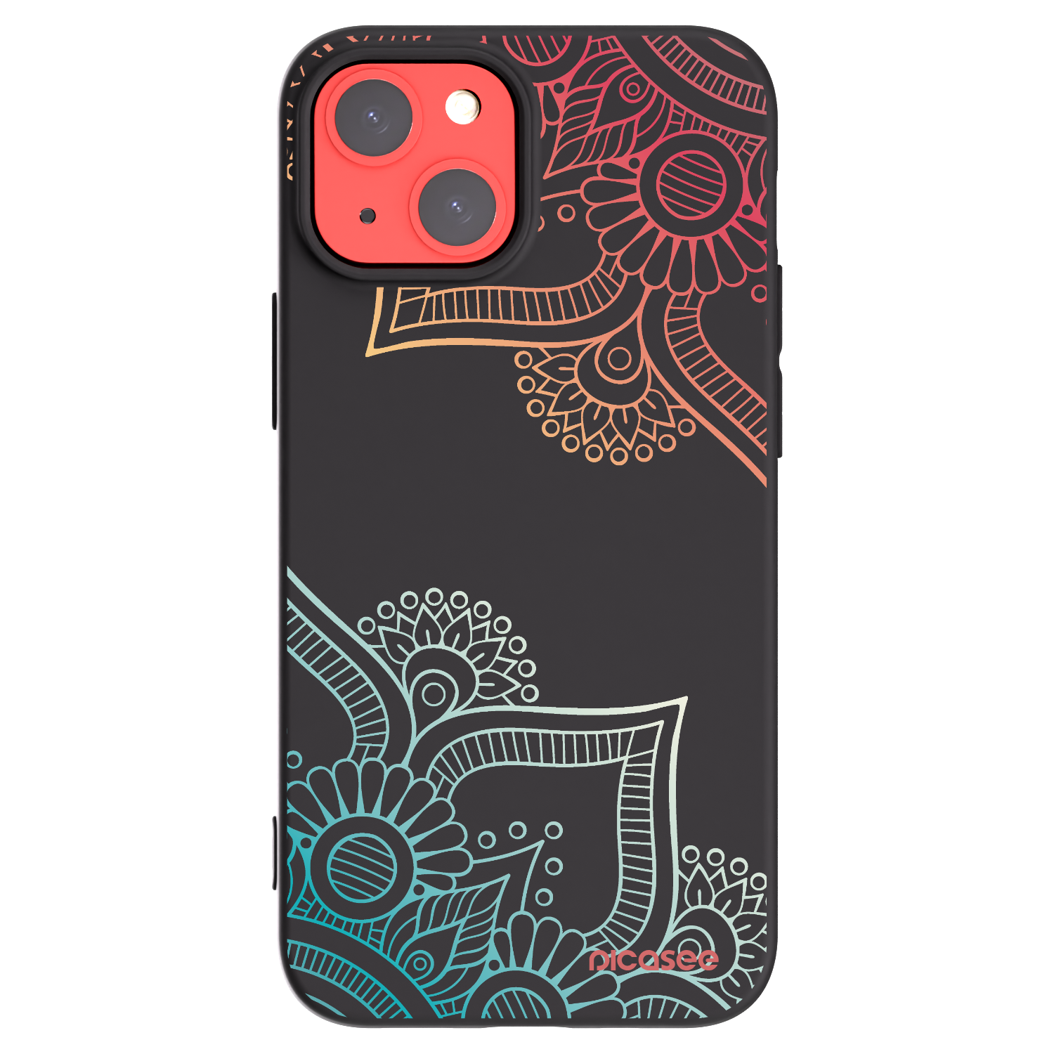 Picasee silikonowe czarne etui na Apple iPhone 13 mini - Flowers pattern