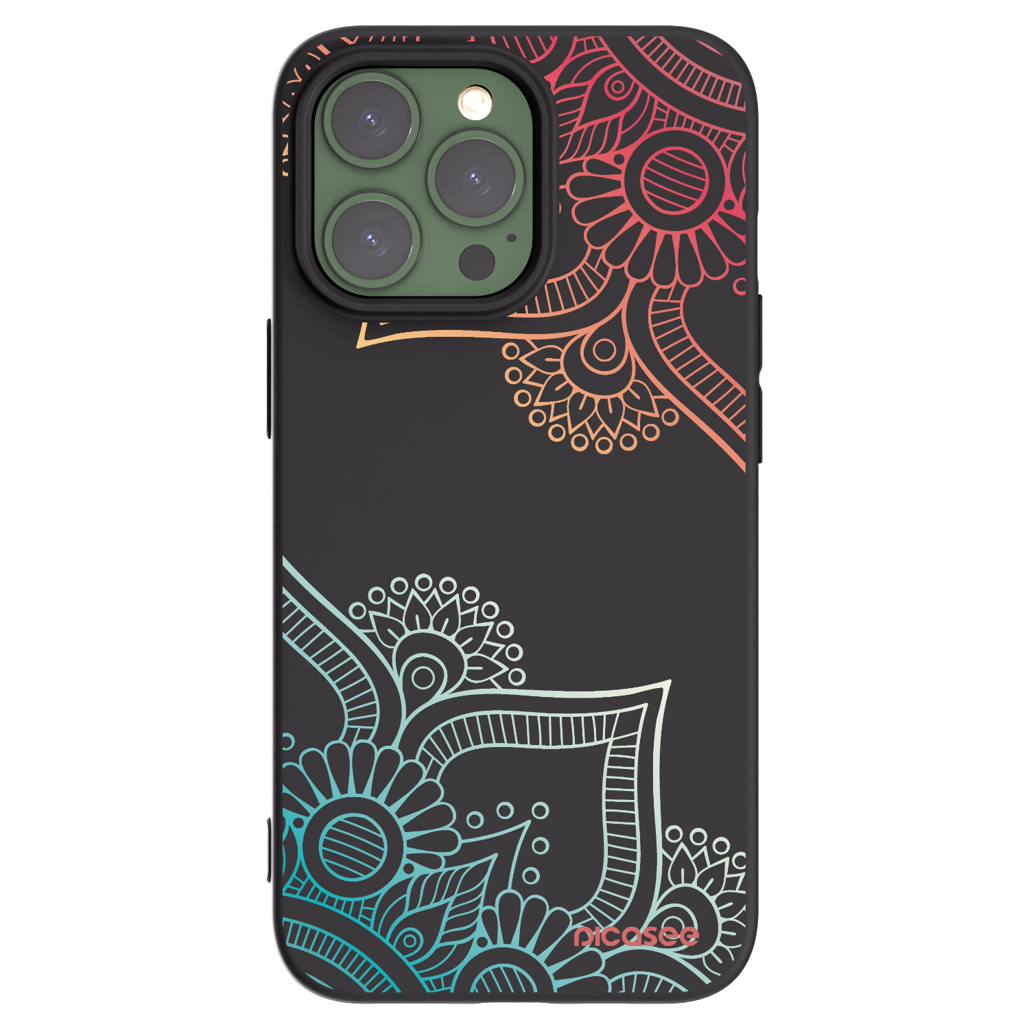 Picasee silikonowe czarne etui na Apple iPhone 13 Pro - Flowers pattern
