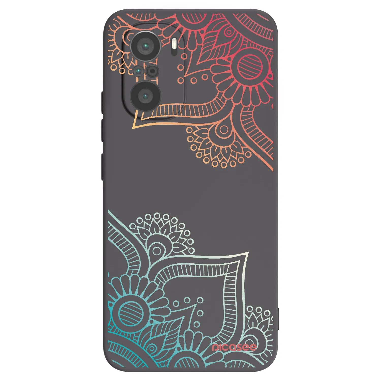 Picasee silikonowe czarne etui na Xiaomi Poco F3 - Flowers pattern