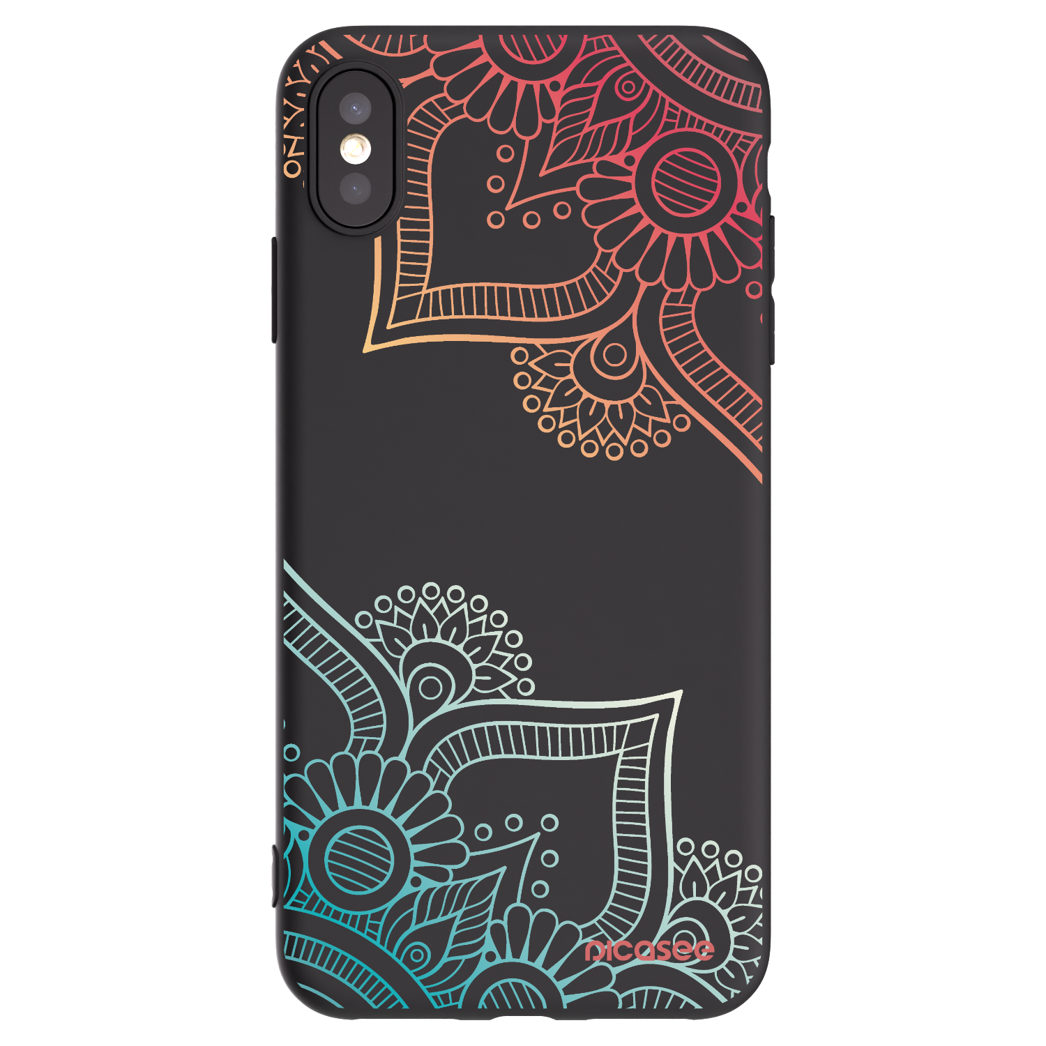 Picasee silikonowe czarne etui na Apple iPhone XS Max - Flowers pattern