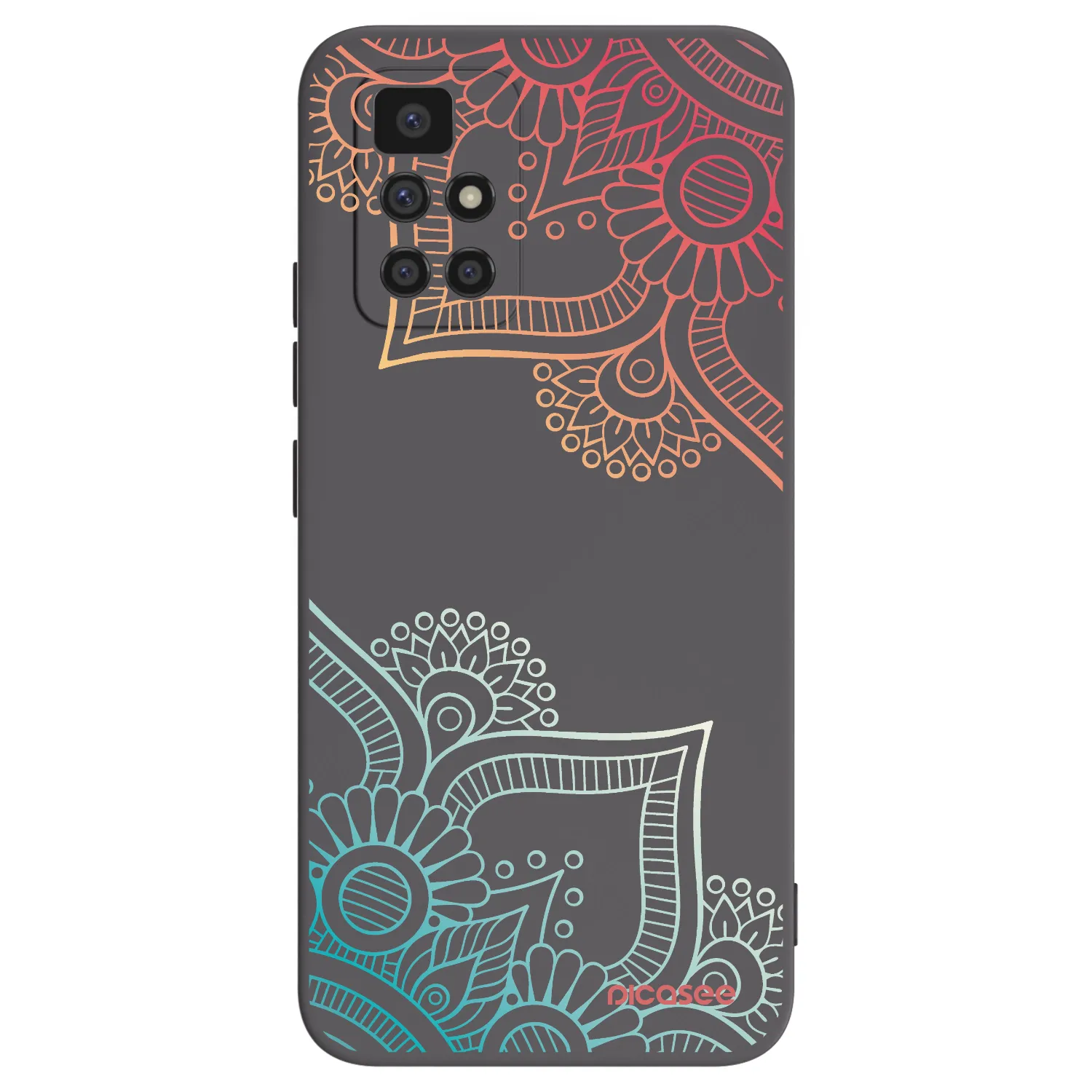 Picasee silikonowe czarne etui na Xiaomi Redmi 10 - Flowers pattern