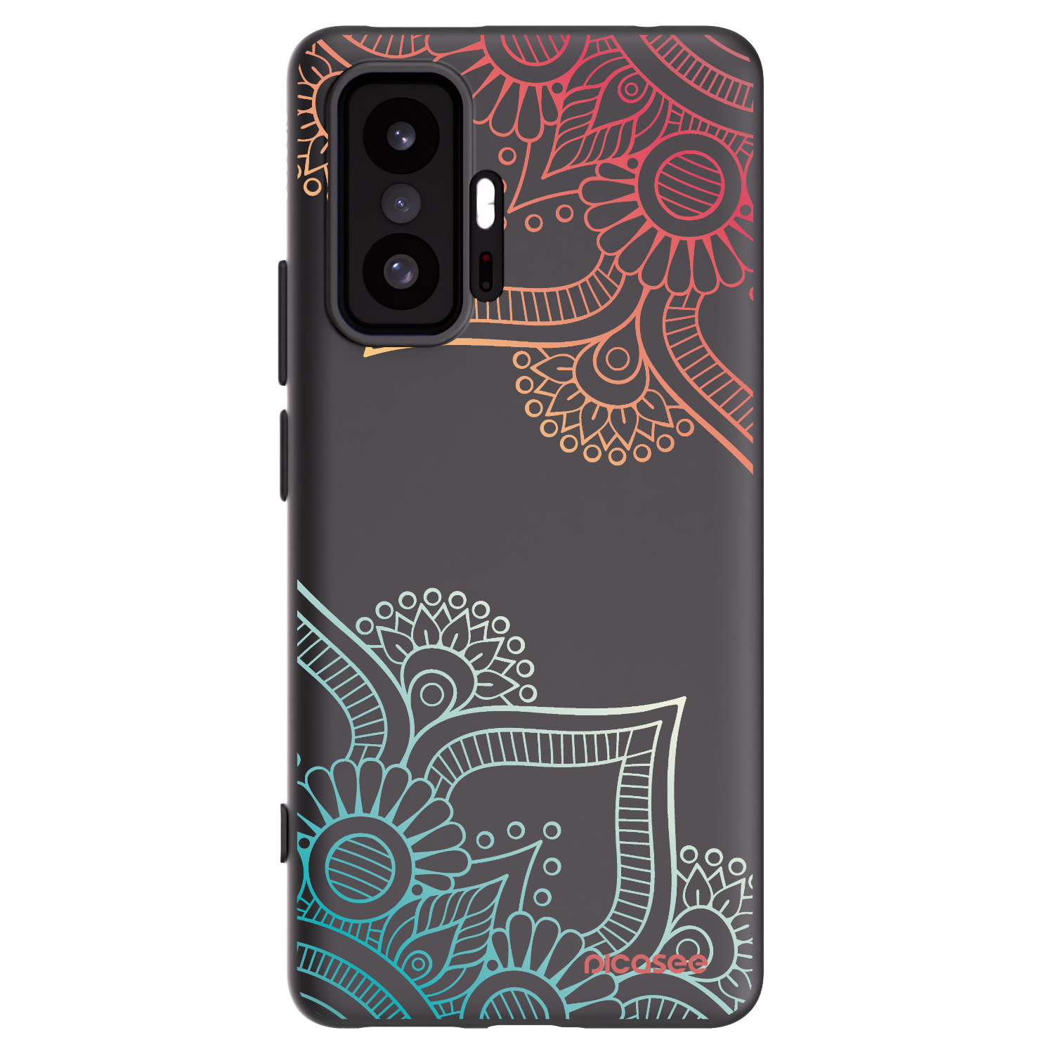 Picasee silikonowe czarne etui na Xiaomi 11T - Flowers pattern