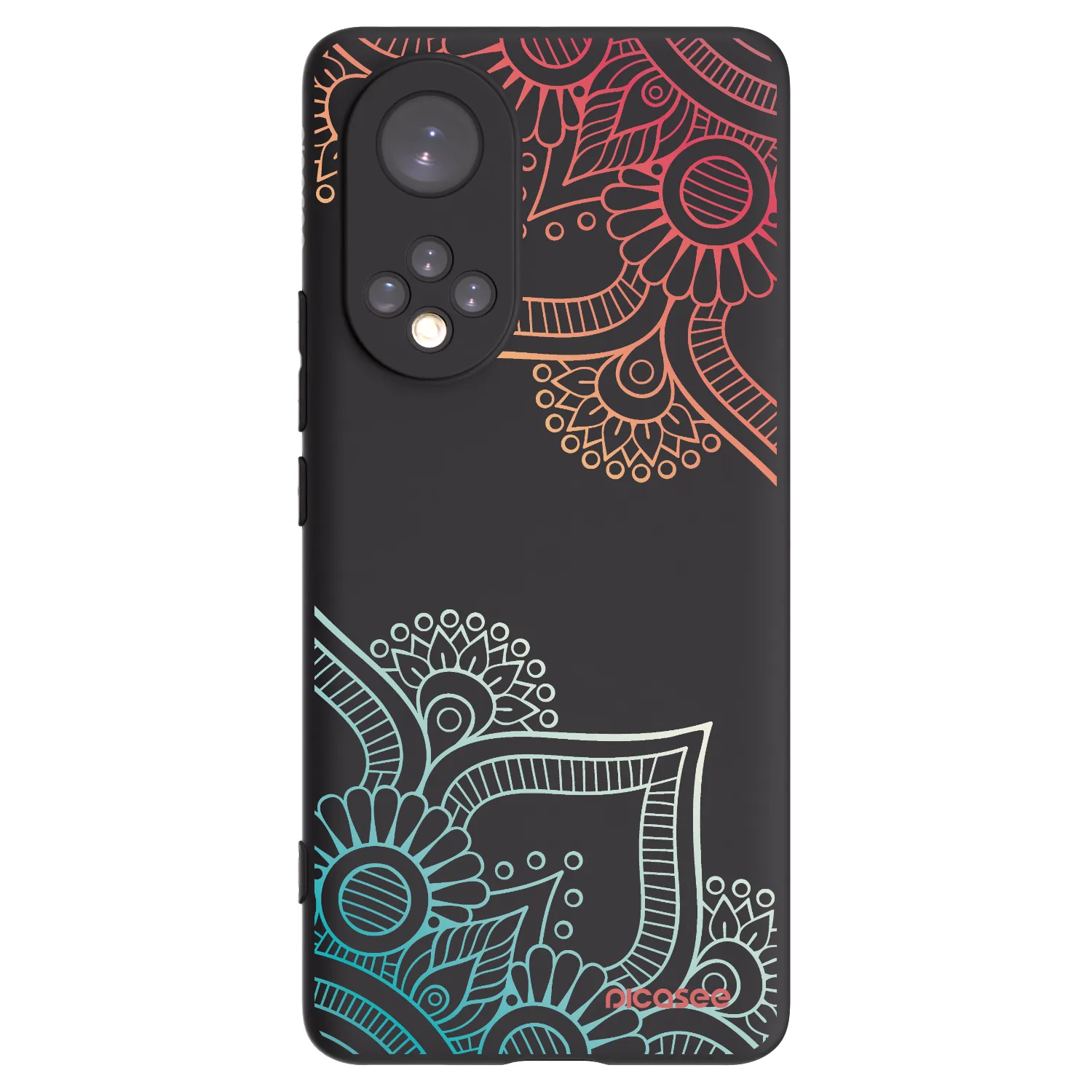 Picasee silikonowe czarne etui na Huawei Nova 9 - Flowers pattern