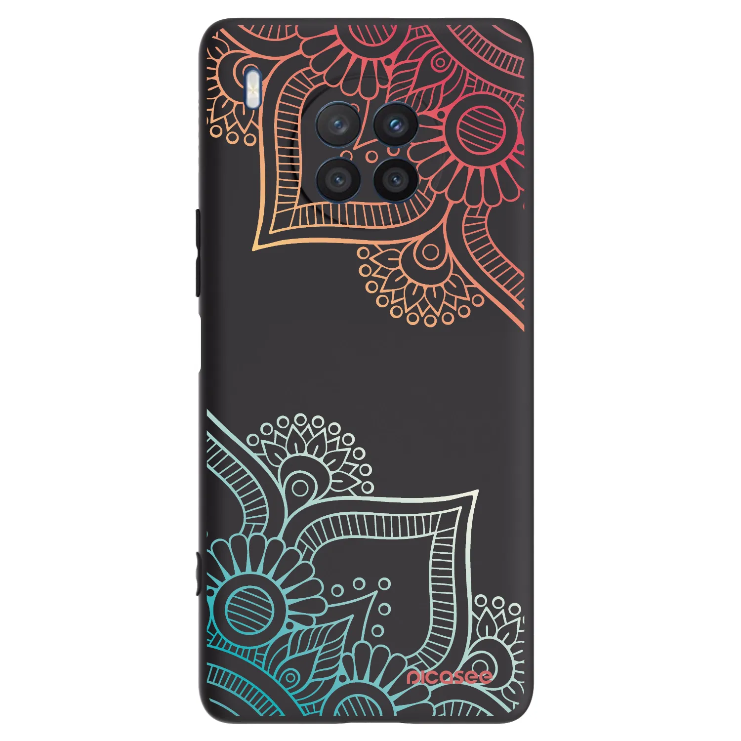 Picasee silikonowe czarne etui na Honor 50 Lite - Flowers pattern