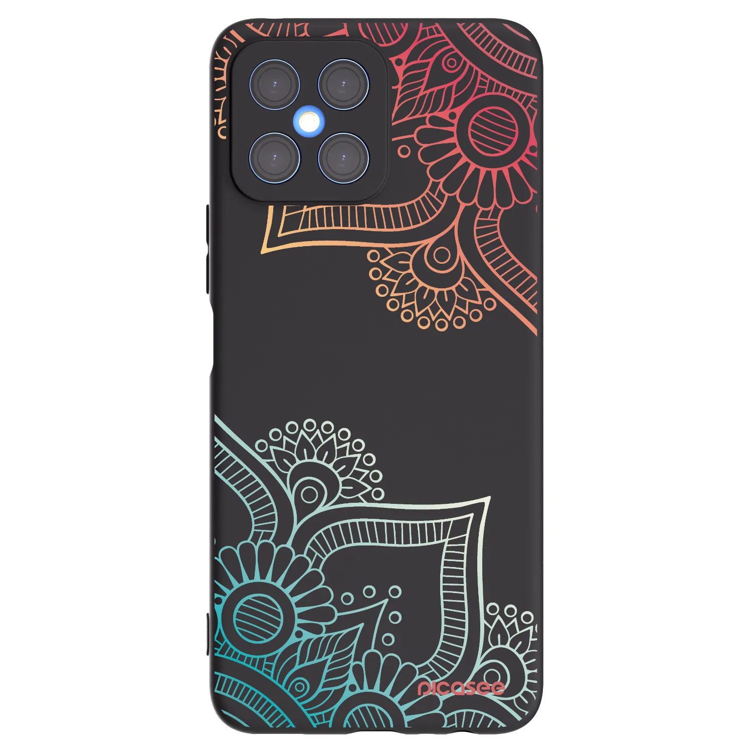 Picasee silikonowe czarne etui na Honor X8 4G - Flowers pattern