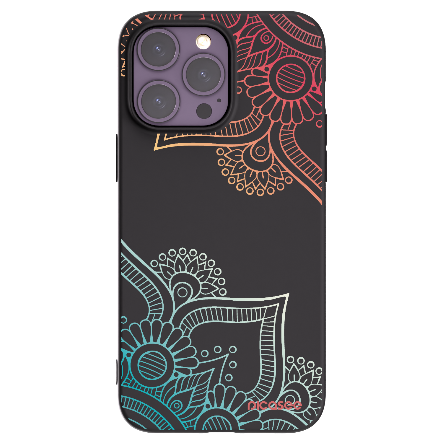 Picasee silikonowe czarne etui na Apple iPhone 14 Pro Max - Flowers pattern