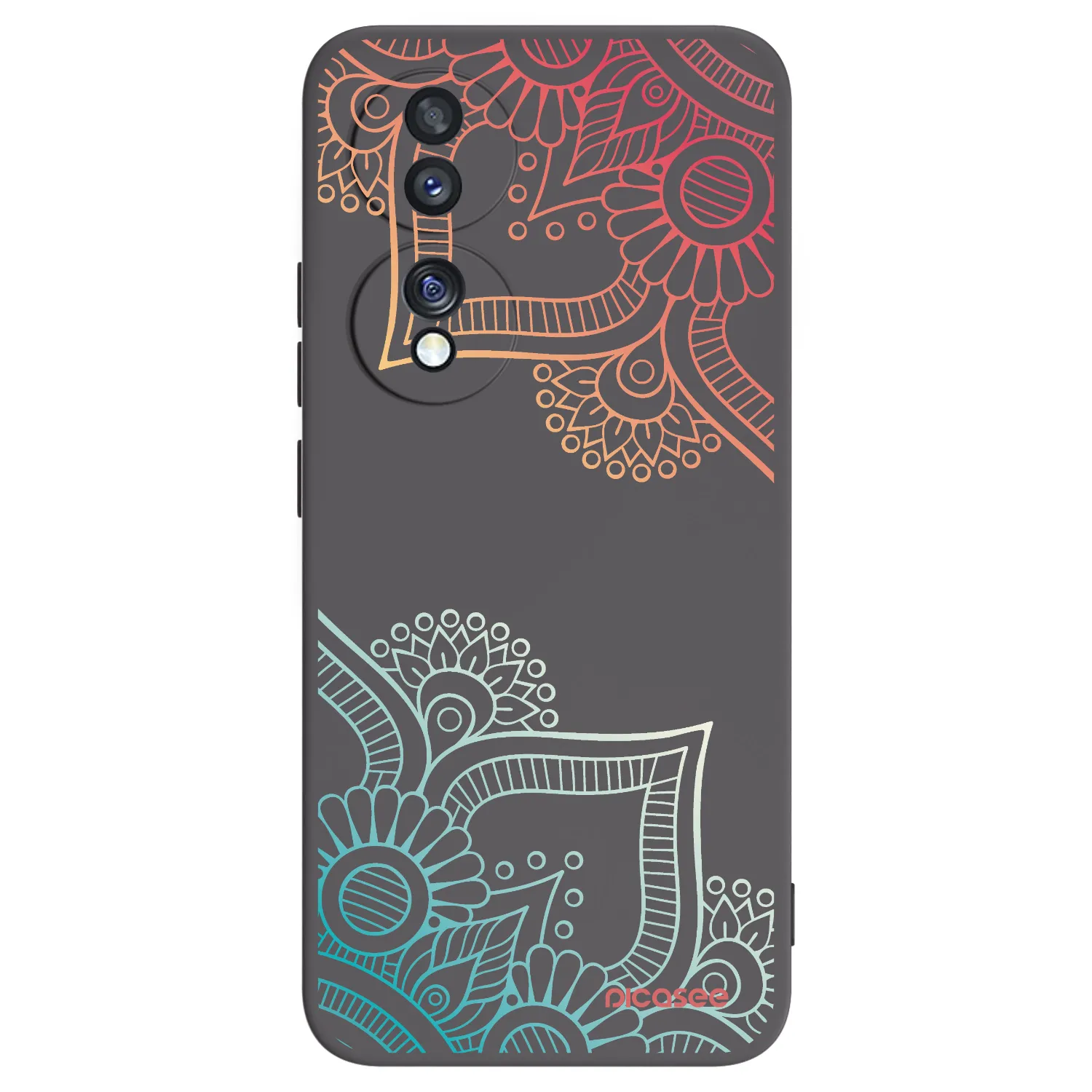Picasee silikonowe czarne etui na Honor 70 - Flowers pattern