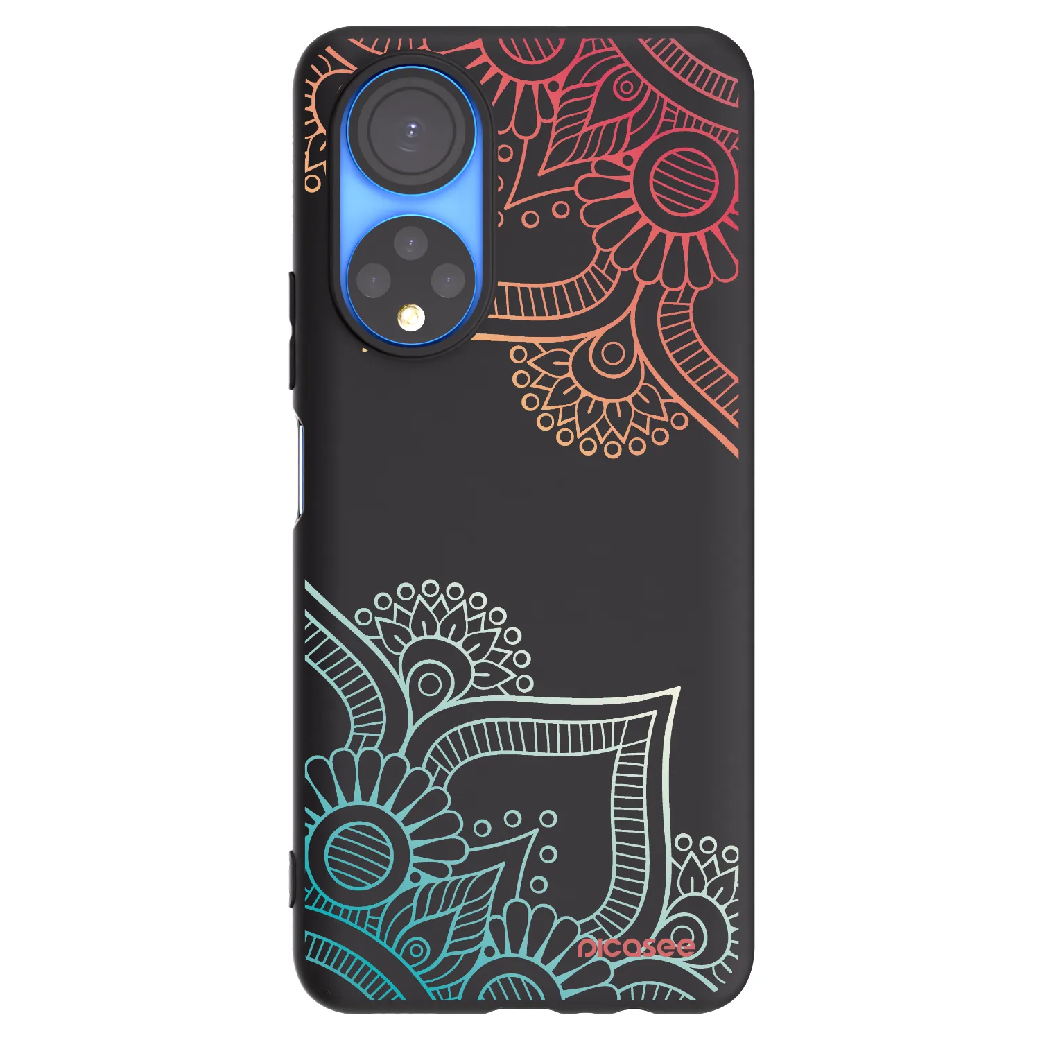 Picasee silikonowe czarne etui na Honor X7 - Flowers pattern