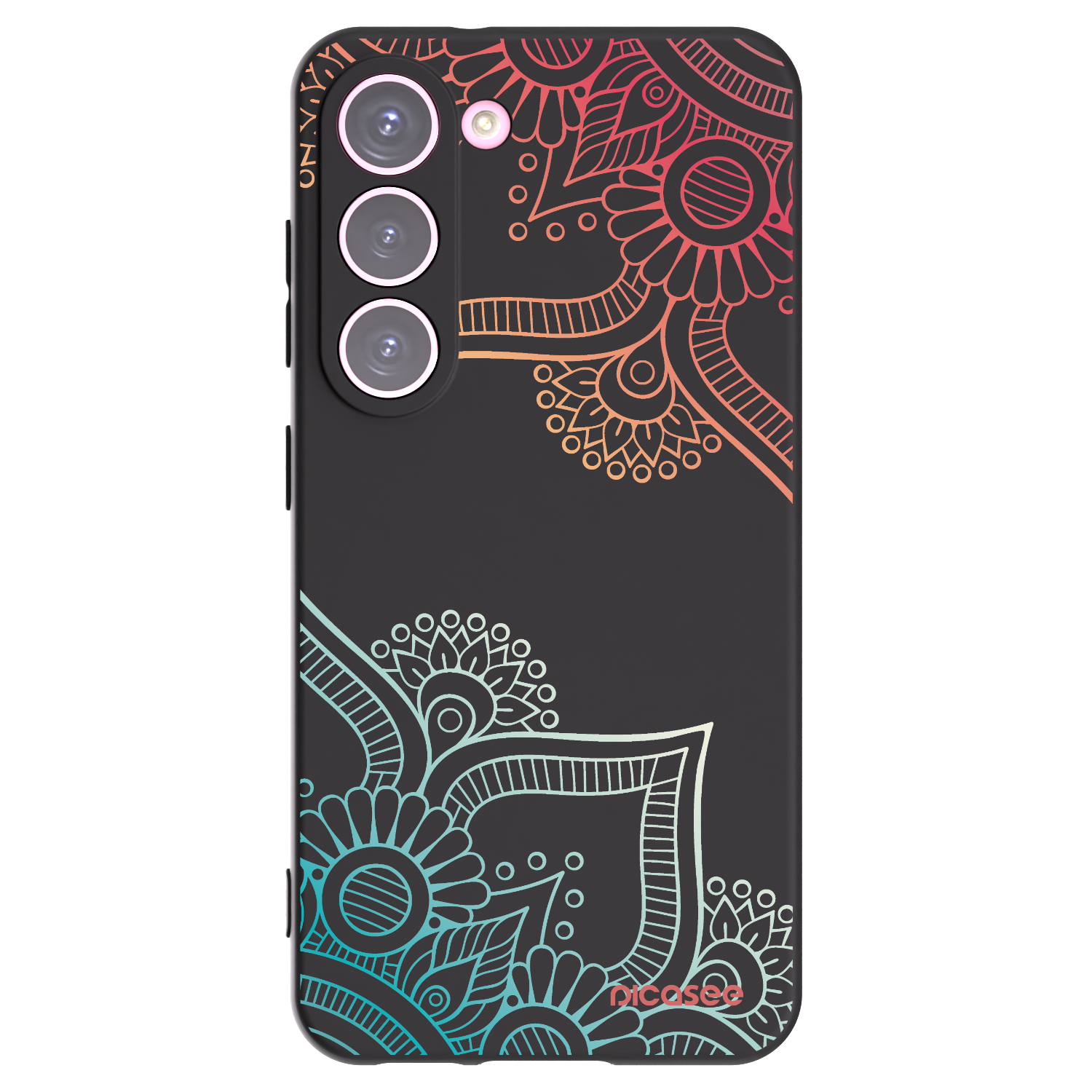 Picasee silikonowe czarne etui na Samsung Galaxy S23 5G - Flowers pattern