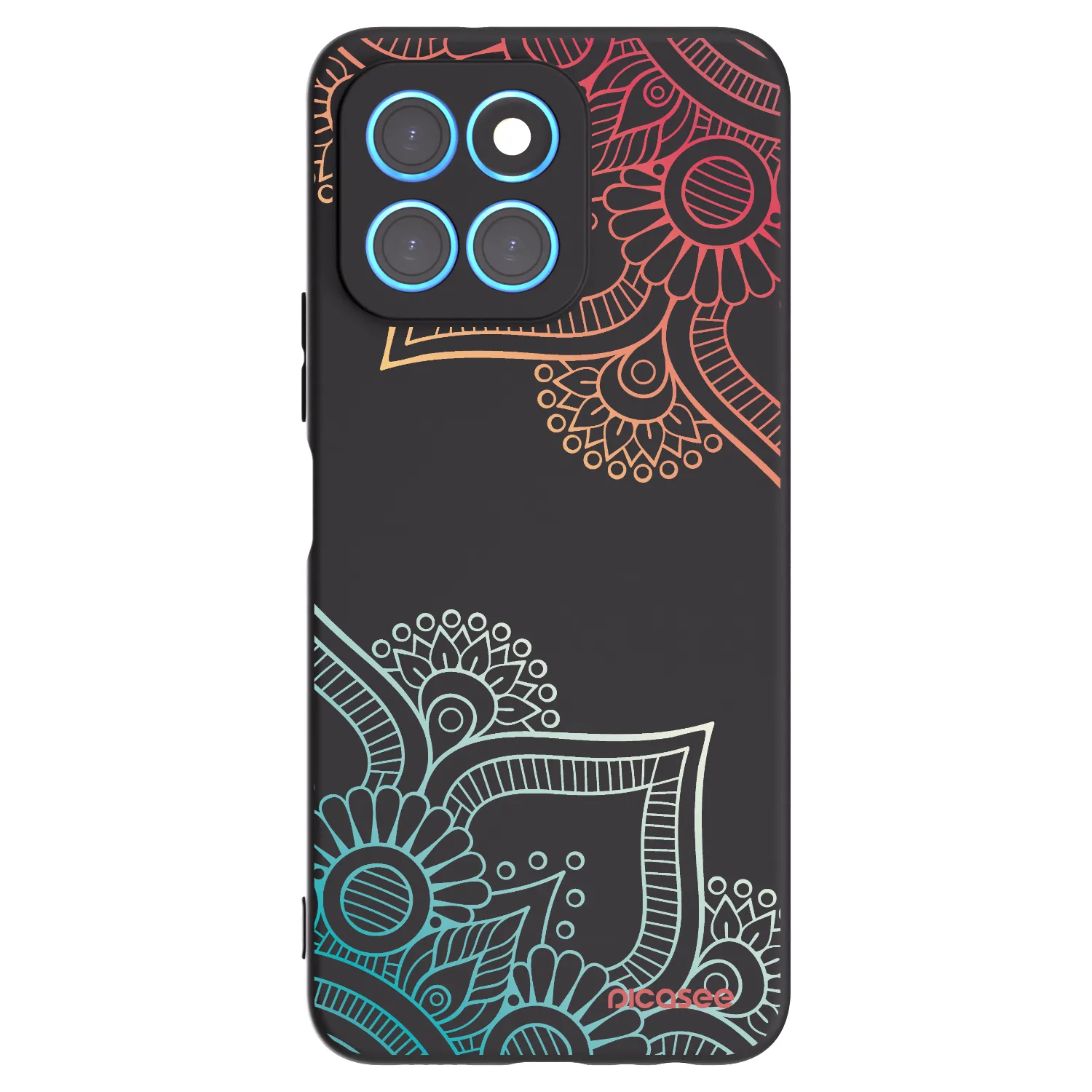 Picasee silikonowe czarne etui na Honor X8 5G - Flowers pattern