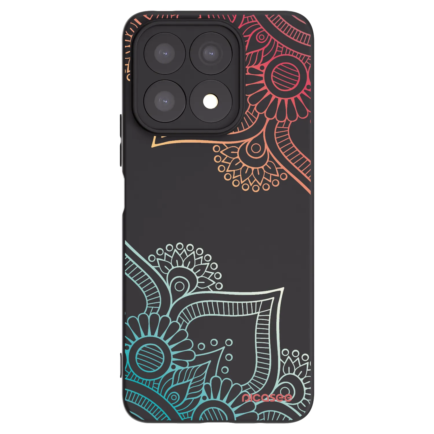 Picasee silikonowe czarne etui na Honor X8a - Flowers pattern