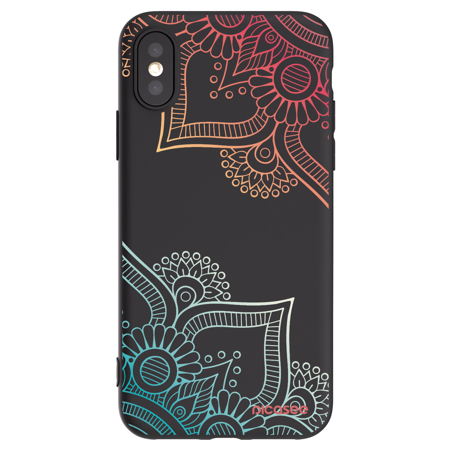 Picasee silikonowe czarne etui na Apple iPhone X/XS - Flowers pattern