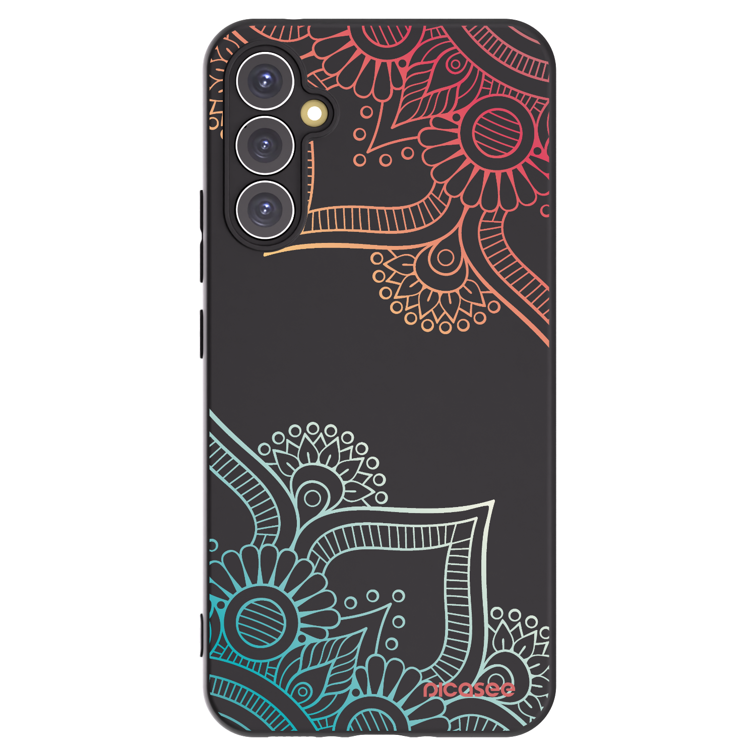 Picasee silikonowe czarne etui na Samsung Galaxy A34 5G A346B - Flowers pattern