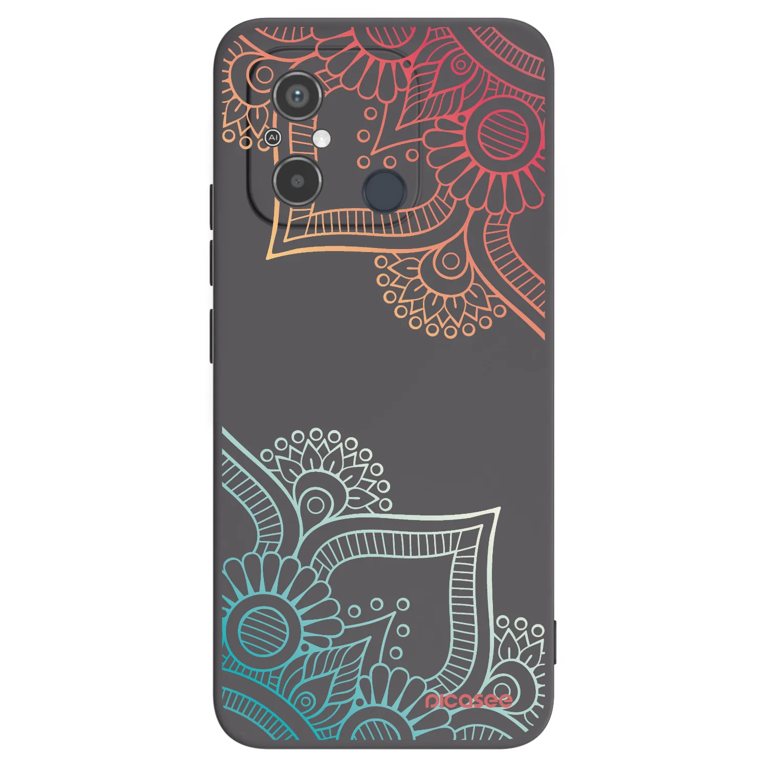 Picasee silikonowe czarne etui na Xiaomi Redmi 12C - Flowers pattern