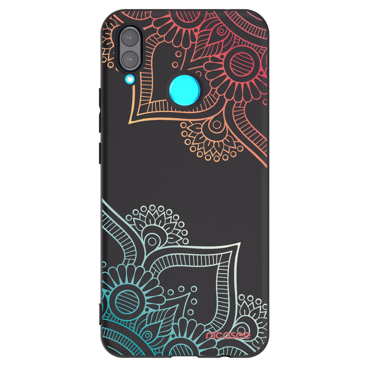 Picasee silikonowe czarne etui na Huawei Nova 3i - Flowers pattern