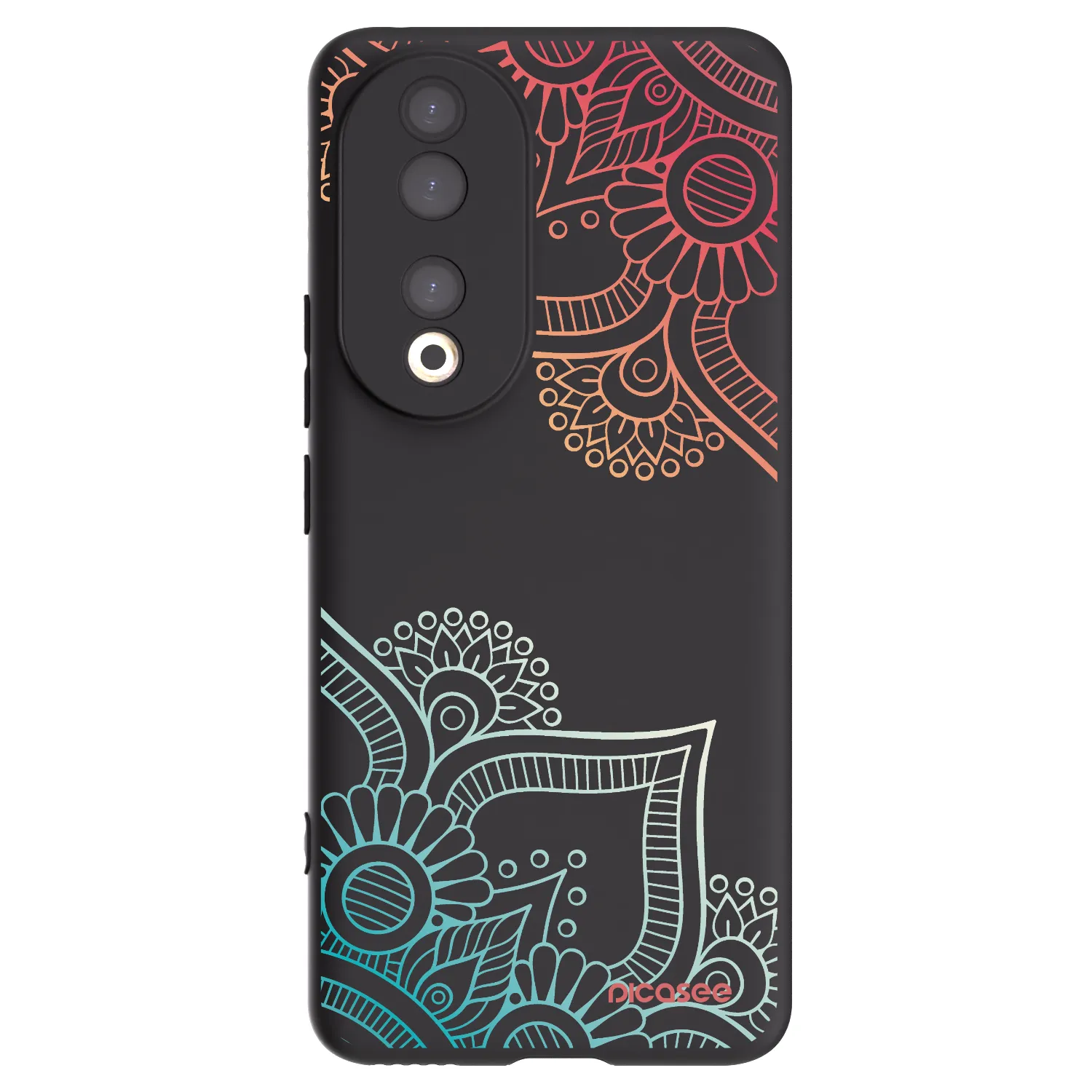 Picasee silikonowe czarne etui na Honor 90 5G - Flowers pattern