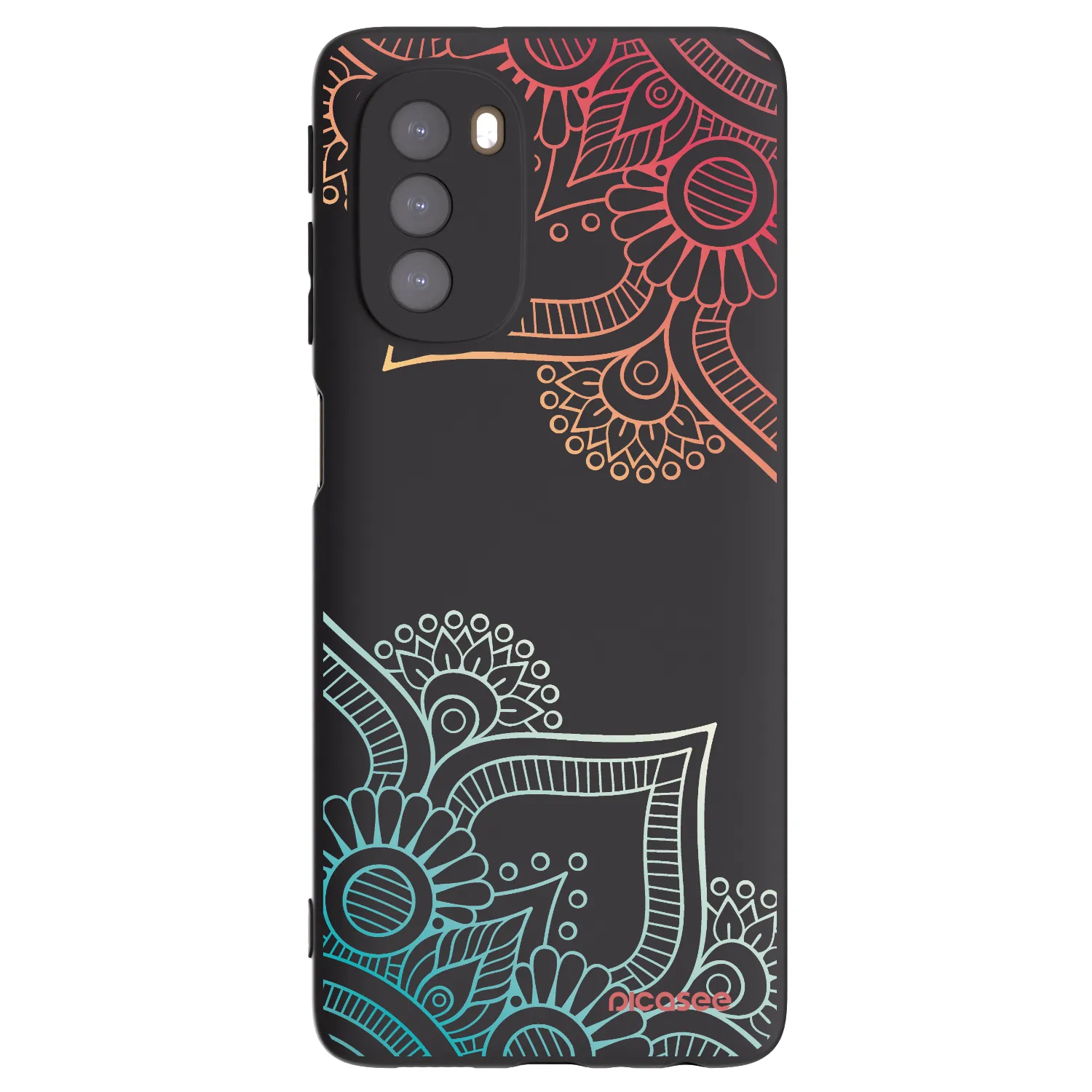 Picasee silikonowe czarne etui na Motorola Moto G51 - Flowers pattern