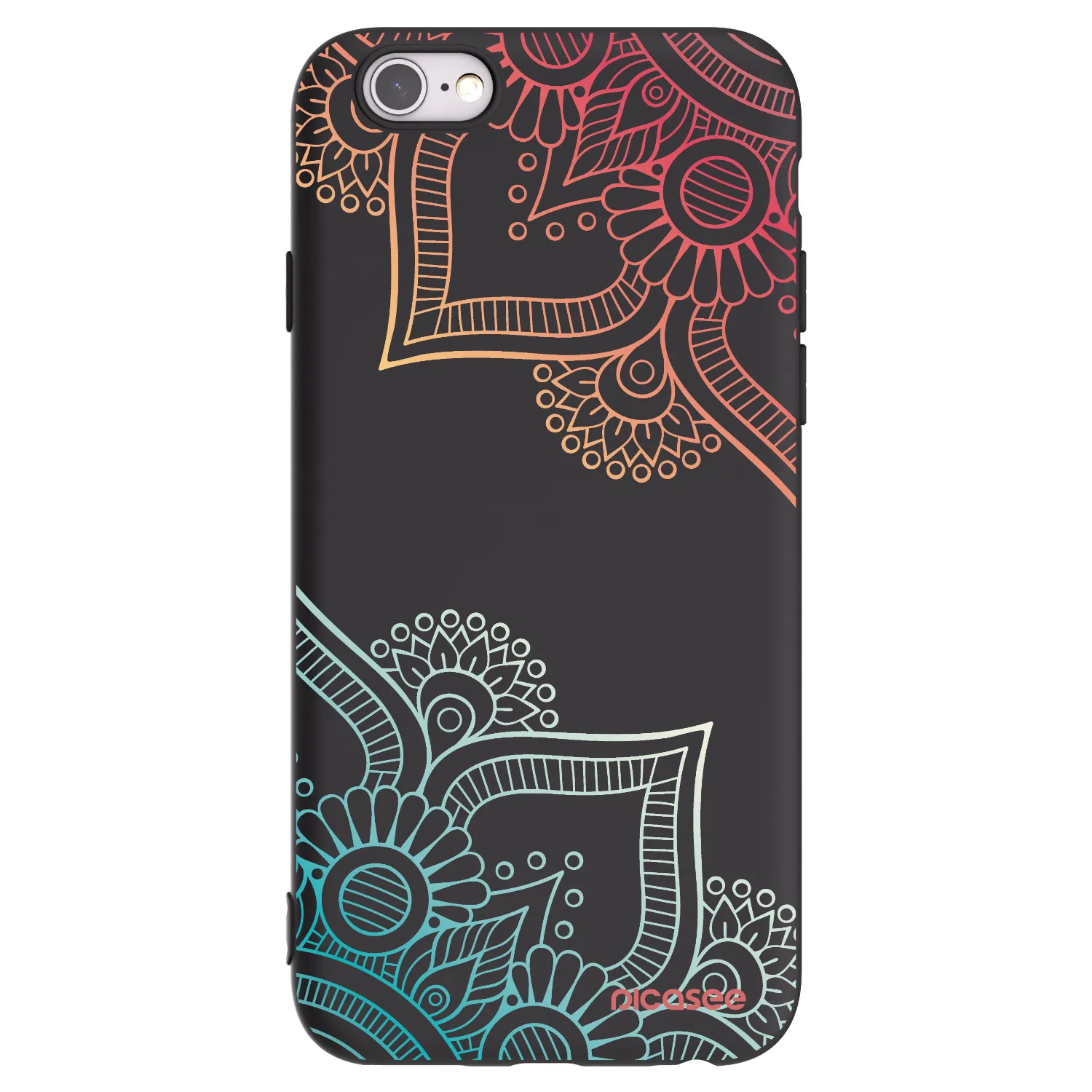 Picasee silikonowe czarne etui na Apple iPhone 6/6S - Flowers pattern
