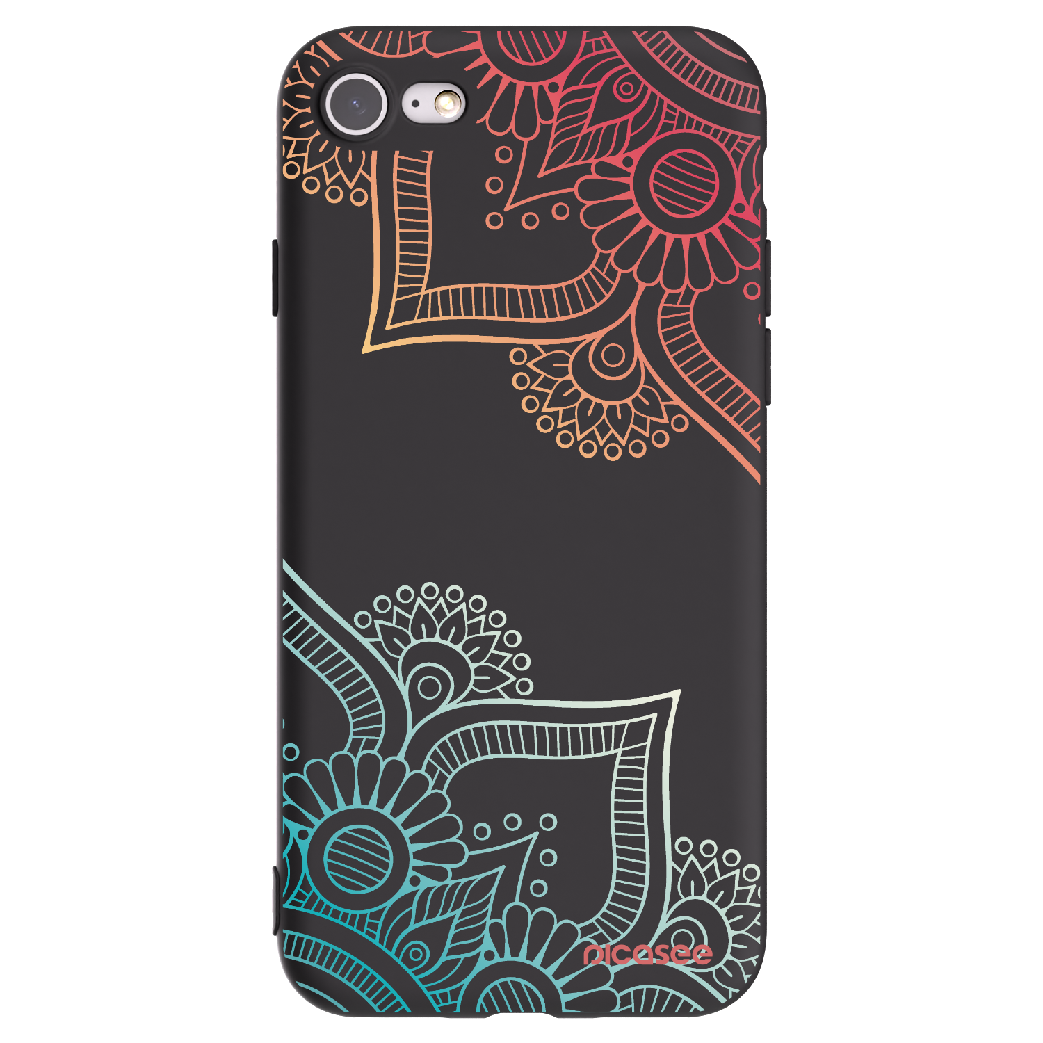 Picasee silikonowe czarne etui na Apple iPhone 7 - Flowers pattern