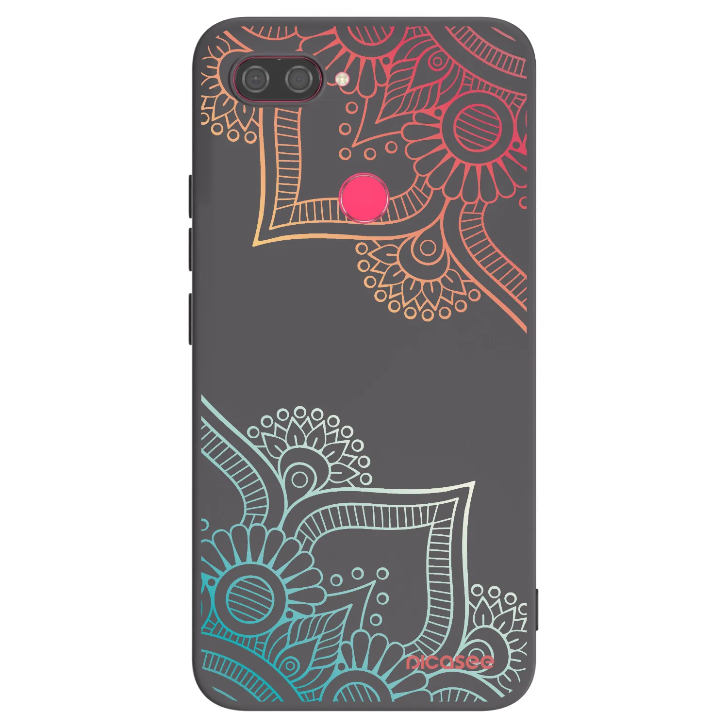 Picasee silikonowe czarne etui na Xiaomi Mi 8 Lite - Flowers pattern