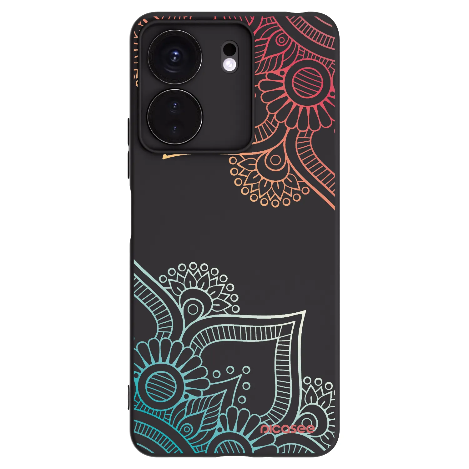 Picasee silikonowe czarne etui na Xiaomi Redmi 13C 4G - Flowers pattern