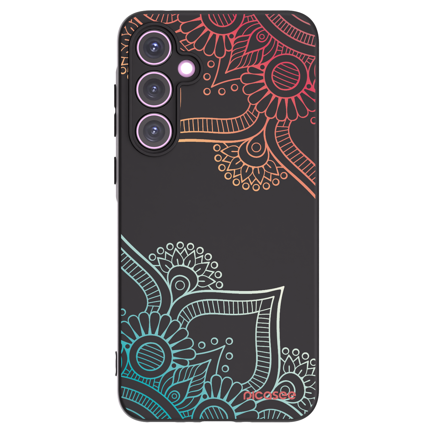Picasee silikonowe czarne etui na Samsung Galaxy A35 5G A356B - Flowers pattern