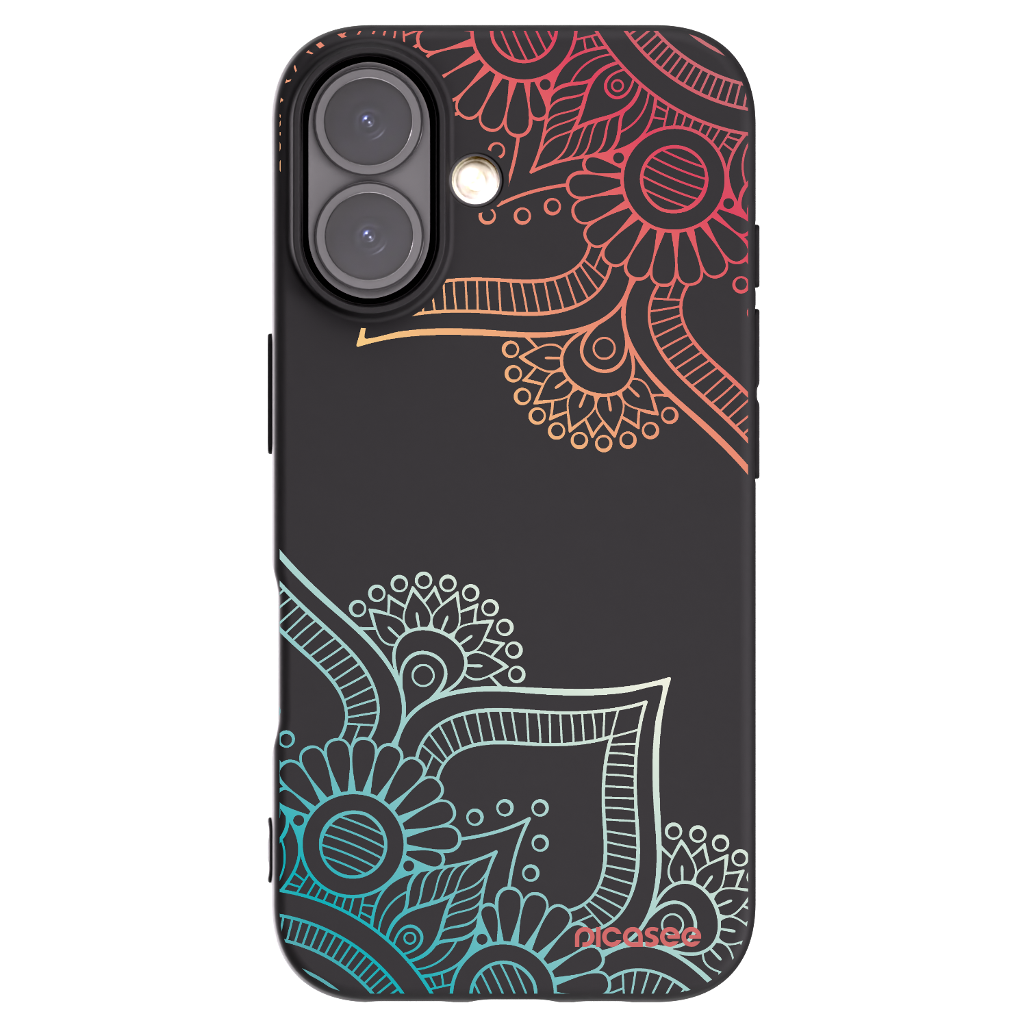 Picasee silikonowe czarne etui na Apple iPhone 16 - Flowers pattern