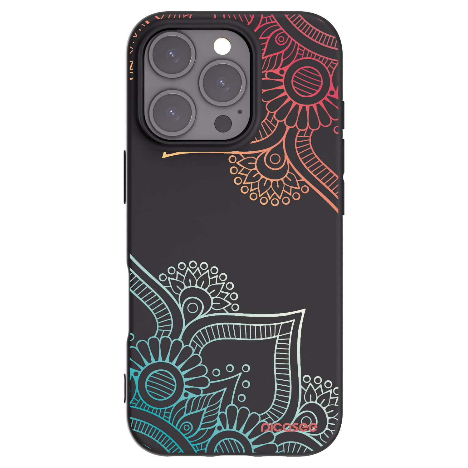 Picasee silikonowe czarne etui na Apple iPhone 16 Pro - Flowers pattern
