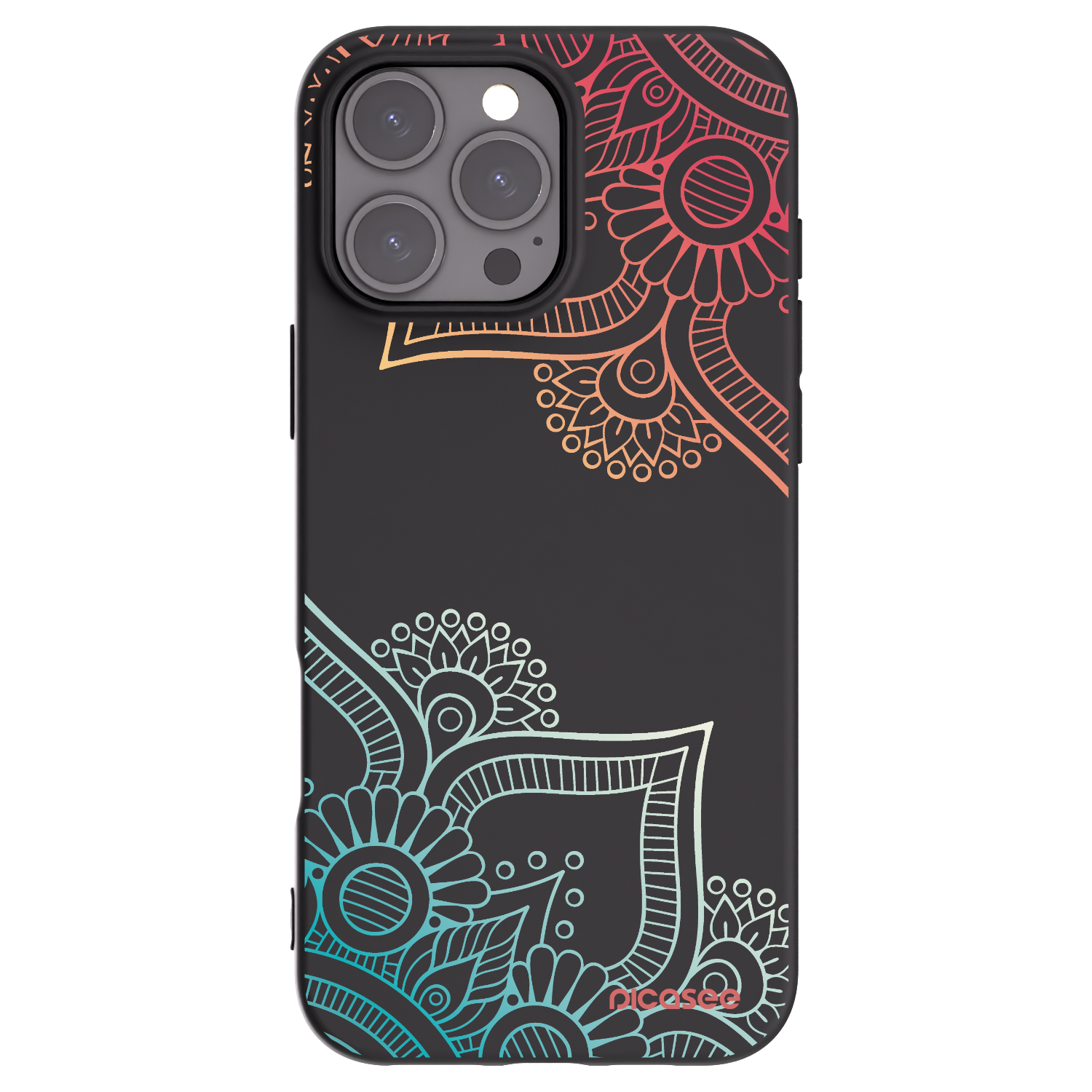 Picasee silikonowe czarne etui na Apple iPhone 16 Pro Max - Flowers pattern