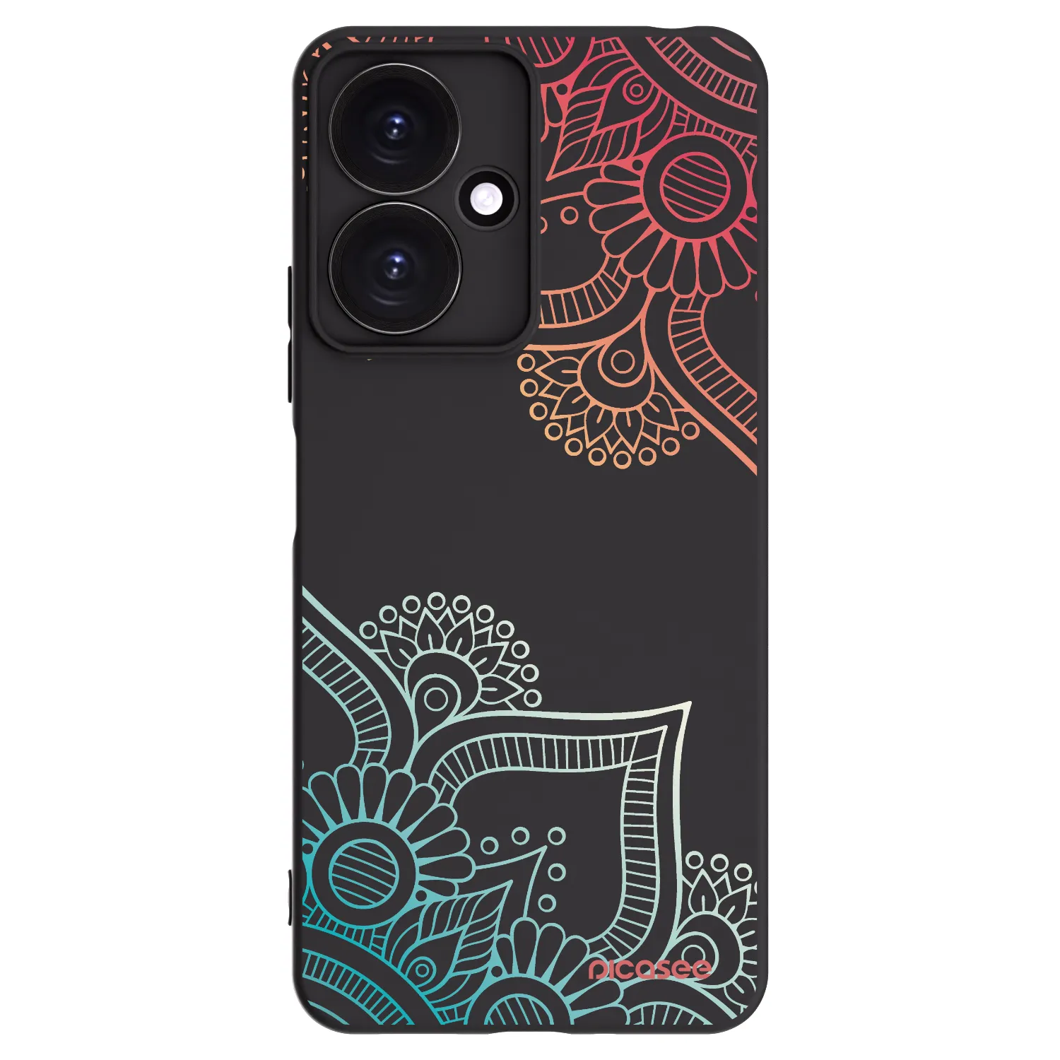 Picasee silikonowe czarne etui na Xiaomi Redmi 13C 5G - Flowers pattern