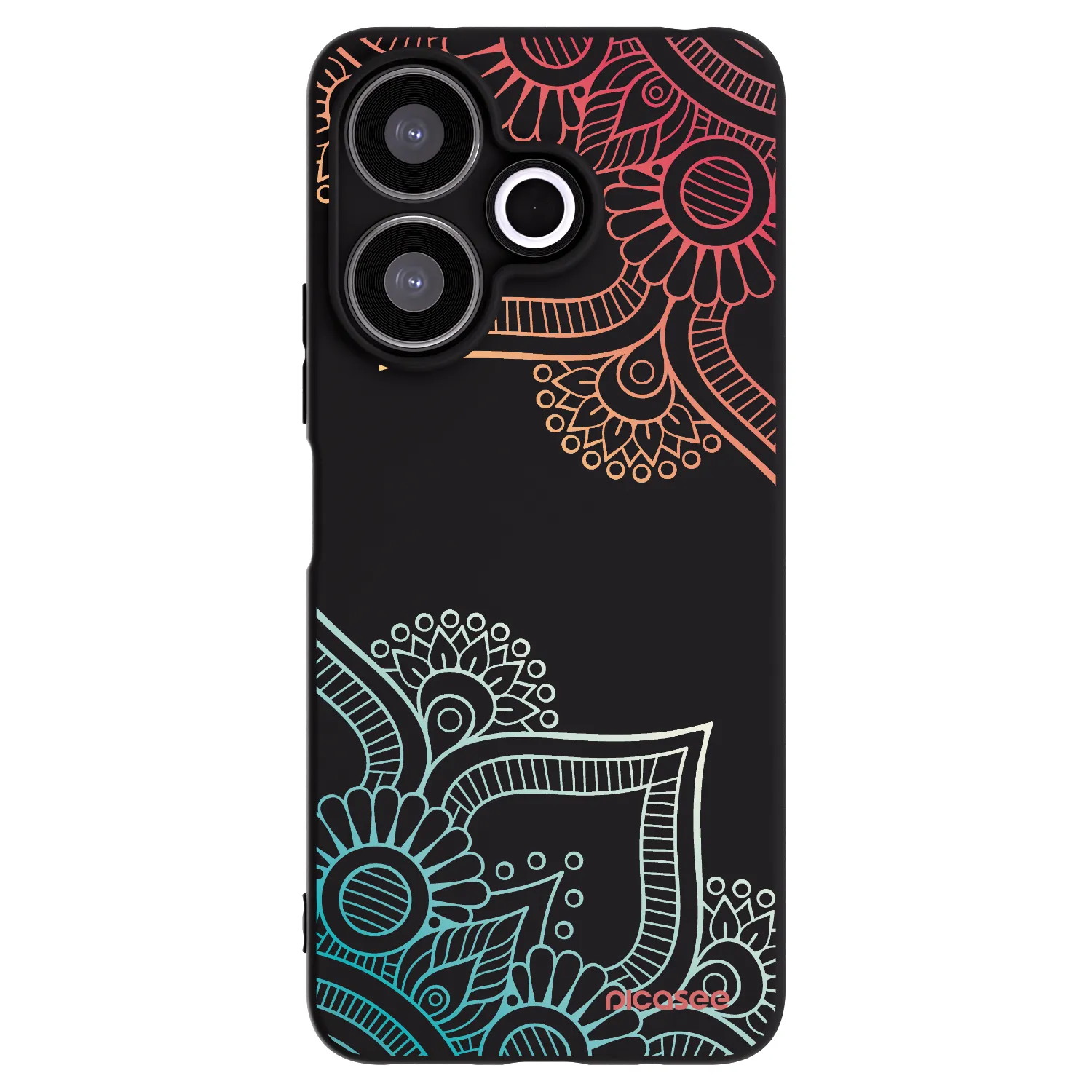 Picasee silikonowe czarne etui na Xiaomi Redmi 13 4G - Flowers pattern