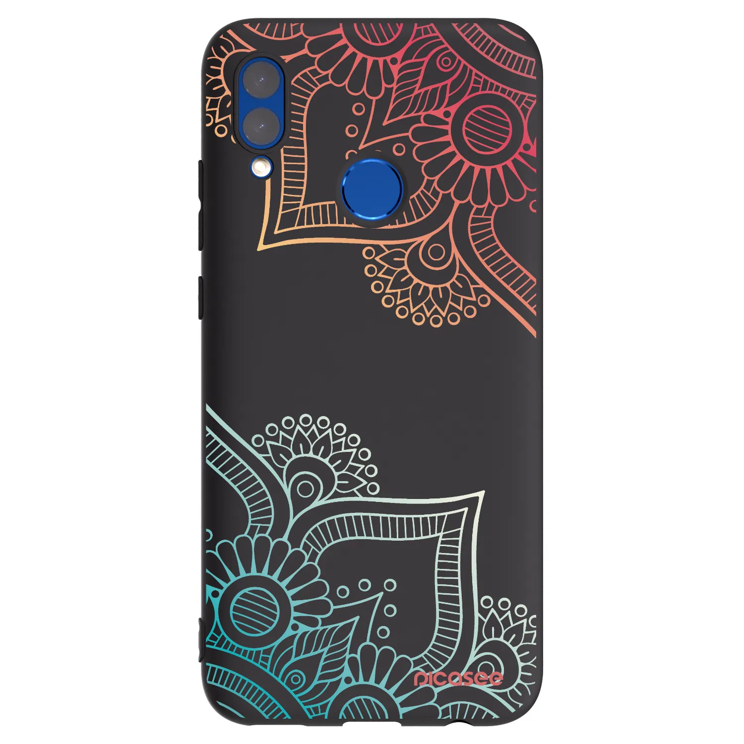 Picasee silikonowe czarne etui na Honor 10 Lite - Flowers pattern