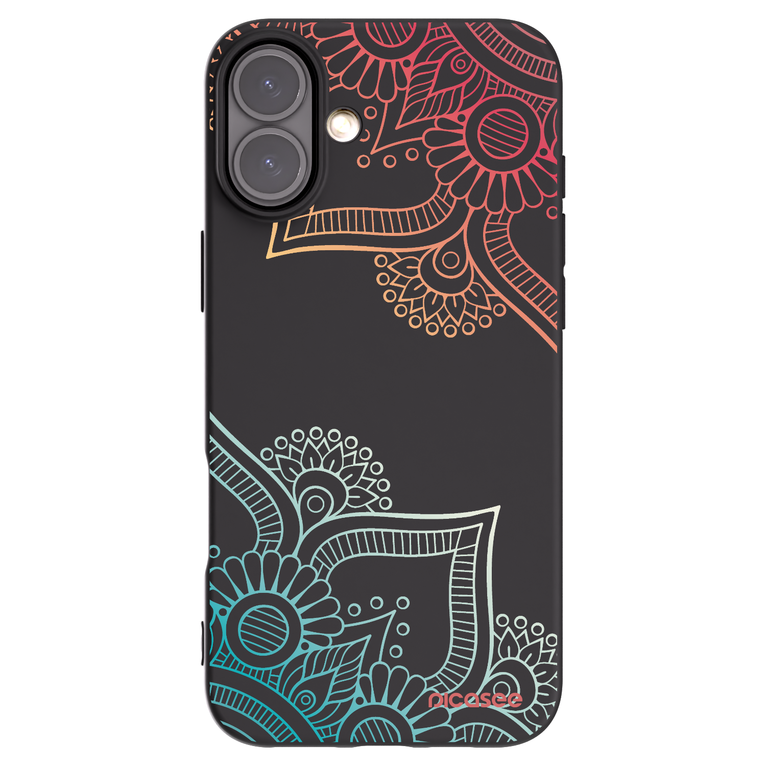 Picasee silikonowe czarne etui na Apple iPhone 16 Plus - Flowers pattern