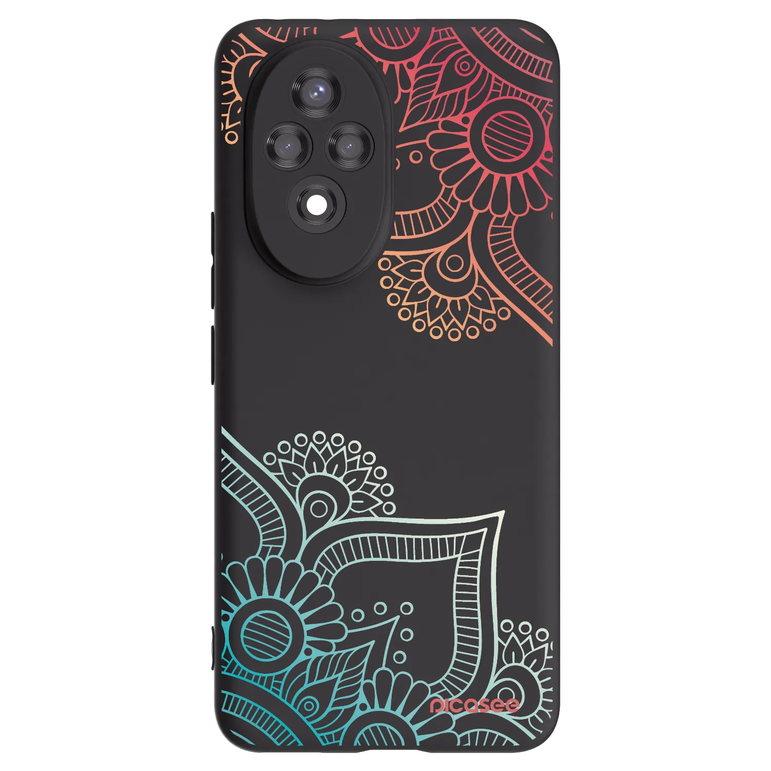 Picasee silikonowe czarne etui na Honor 200 5G - Flowers pattern