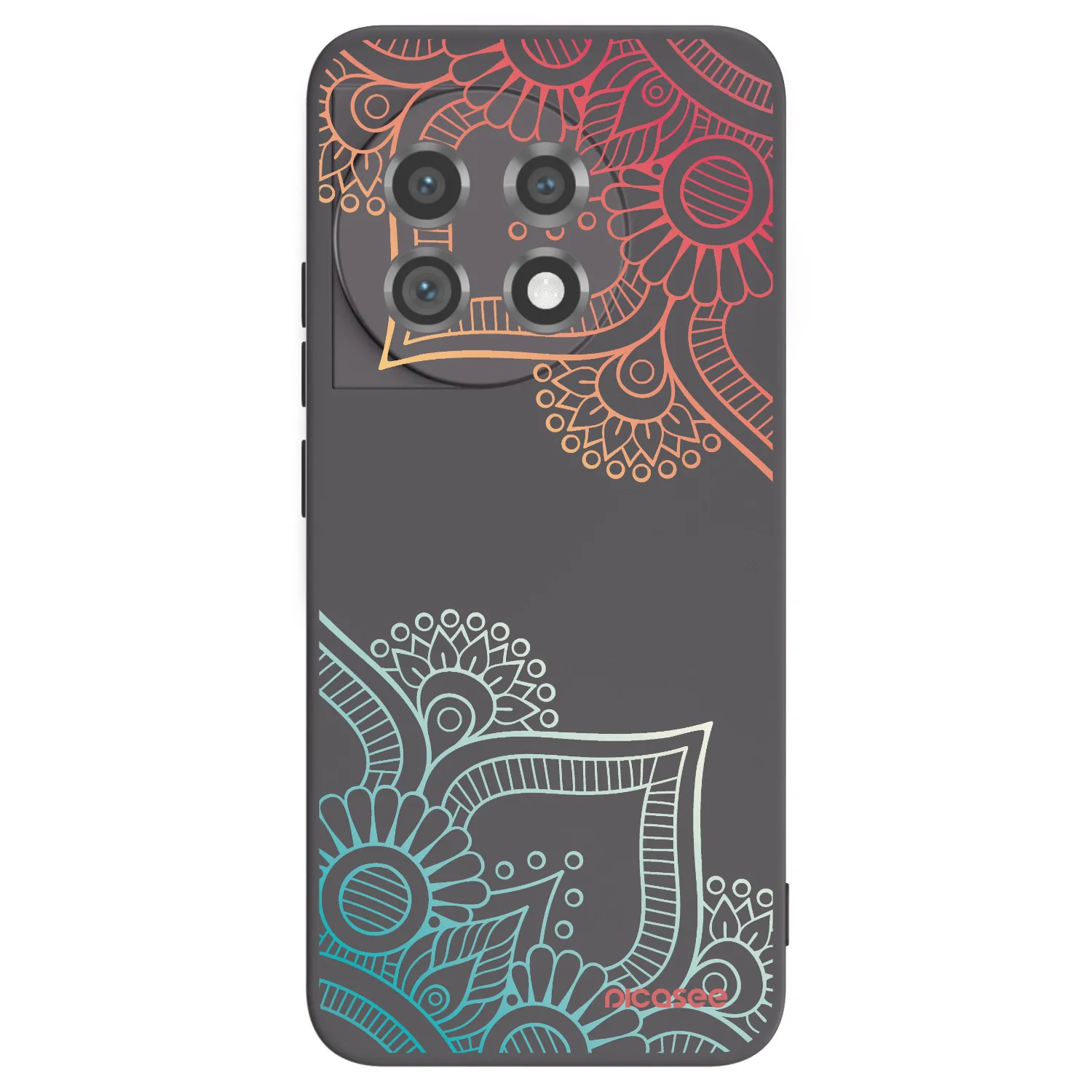 Picasee silikonowe czarne etui na OnePlus 11 5G - Flowers pattern